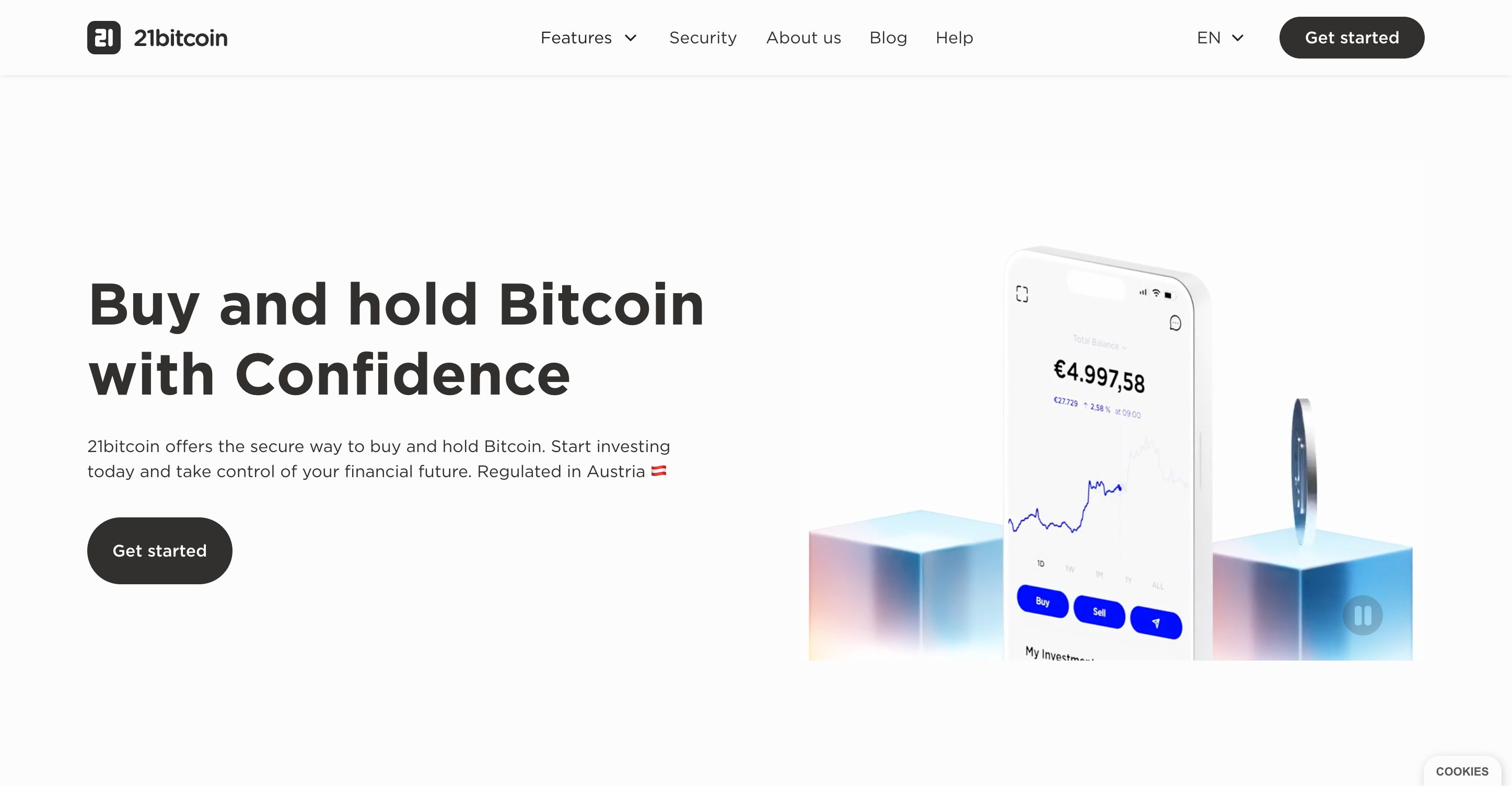Screenshot of 21Bitcoin website