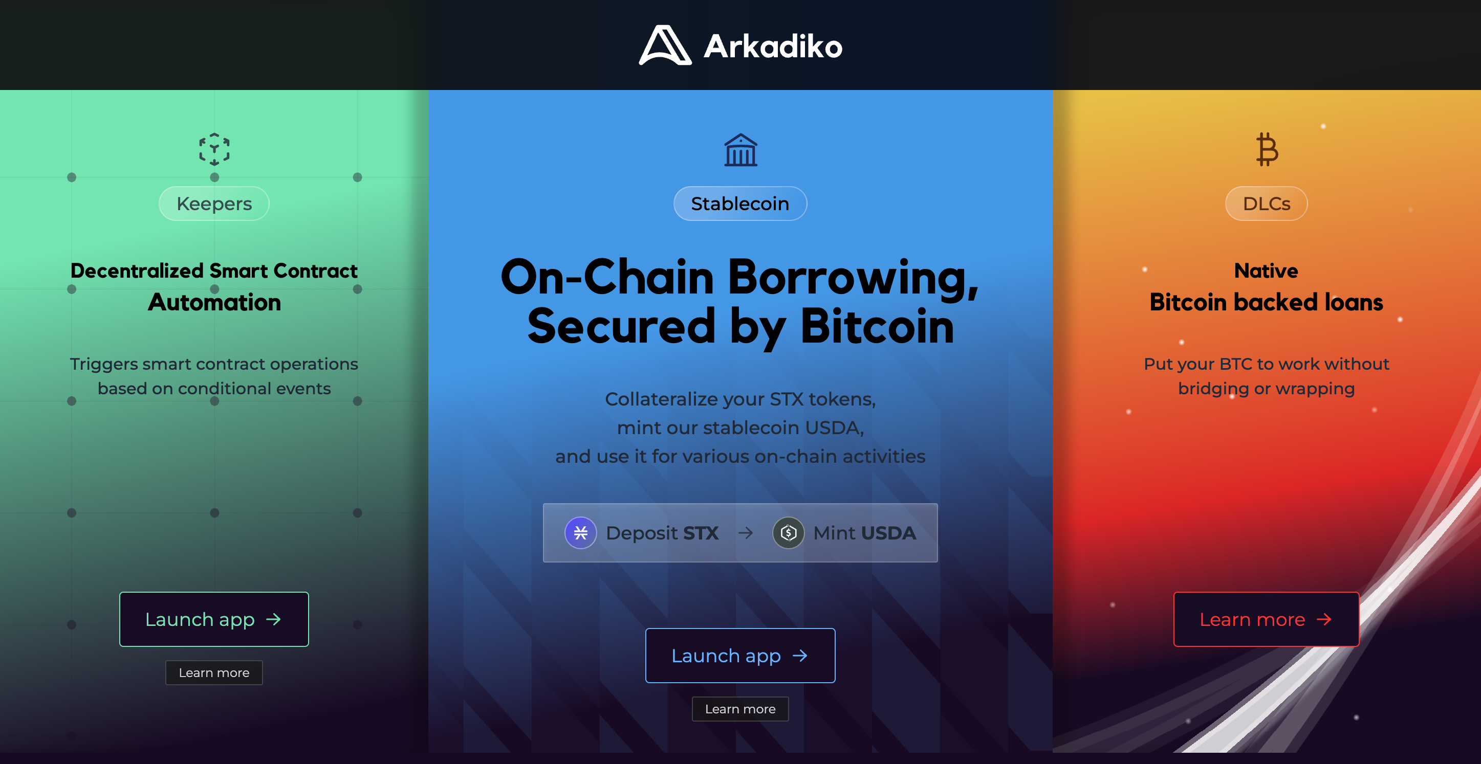Screenshot of Arkadiko website