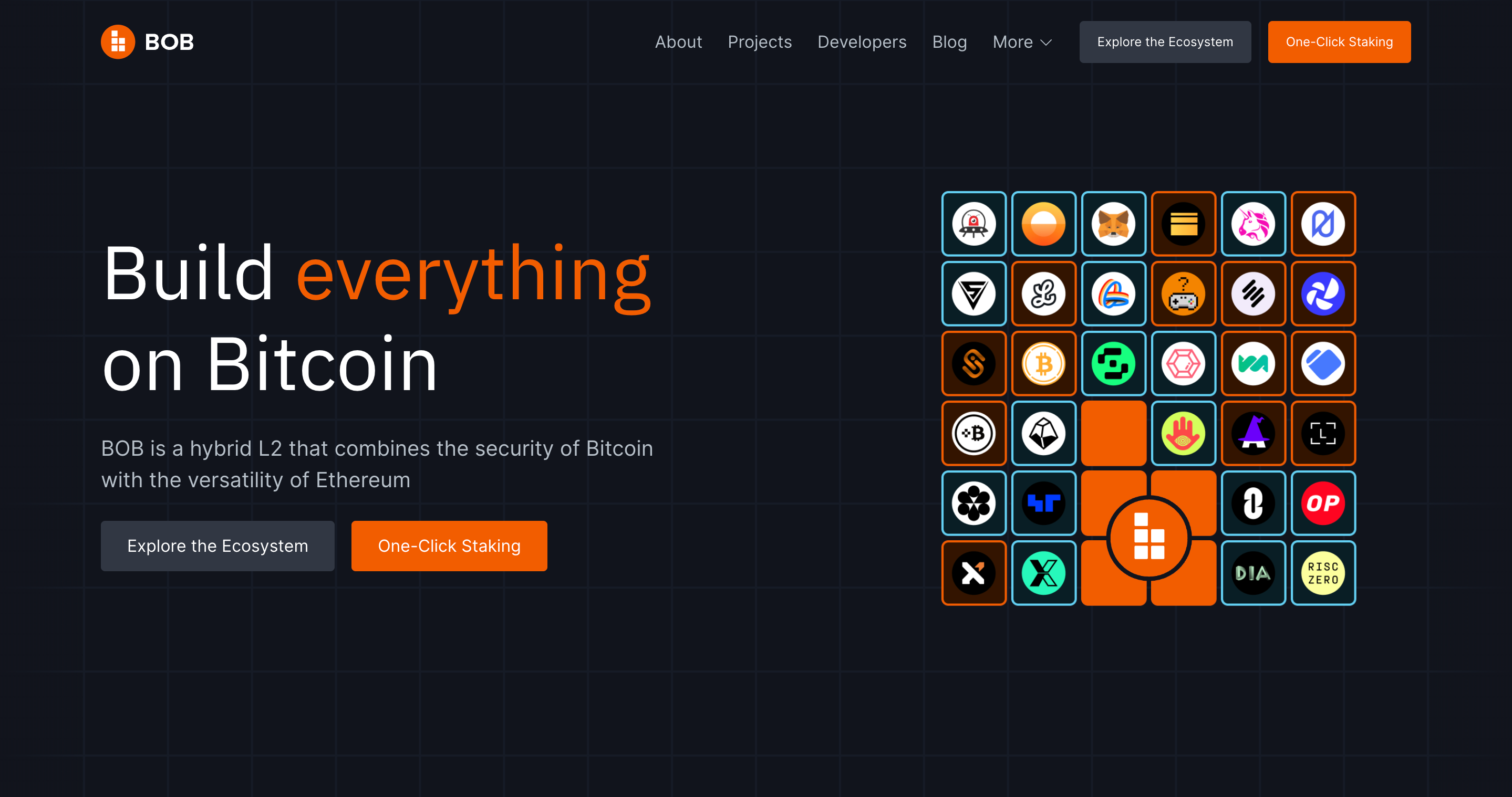 Screenshot of BOB website