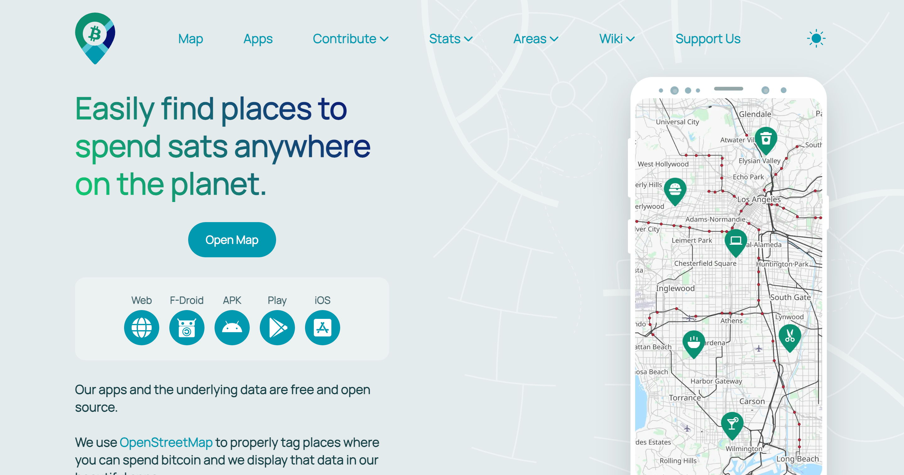 Screenshot of BTC Map website