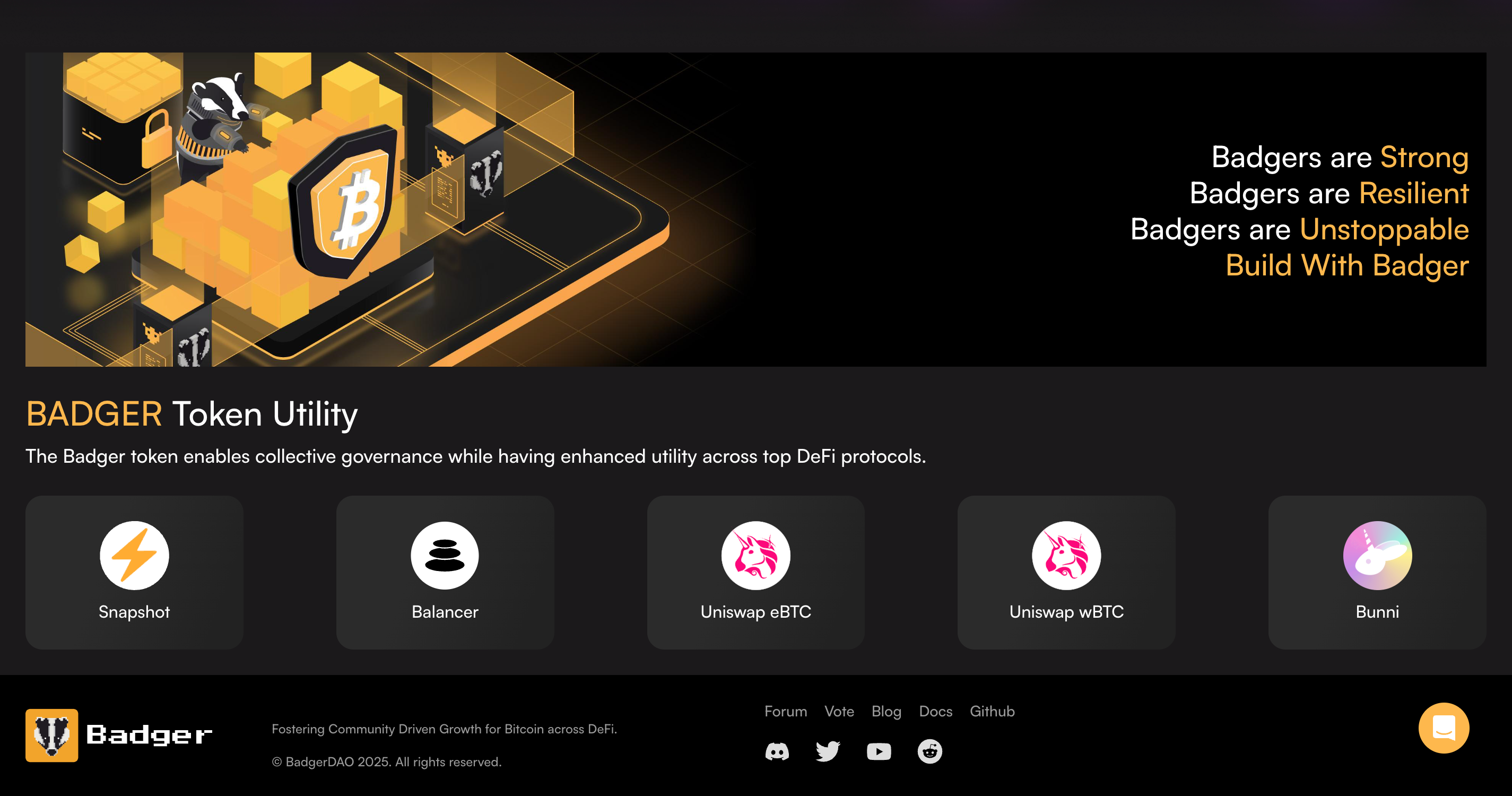 Screenshot of Badger website