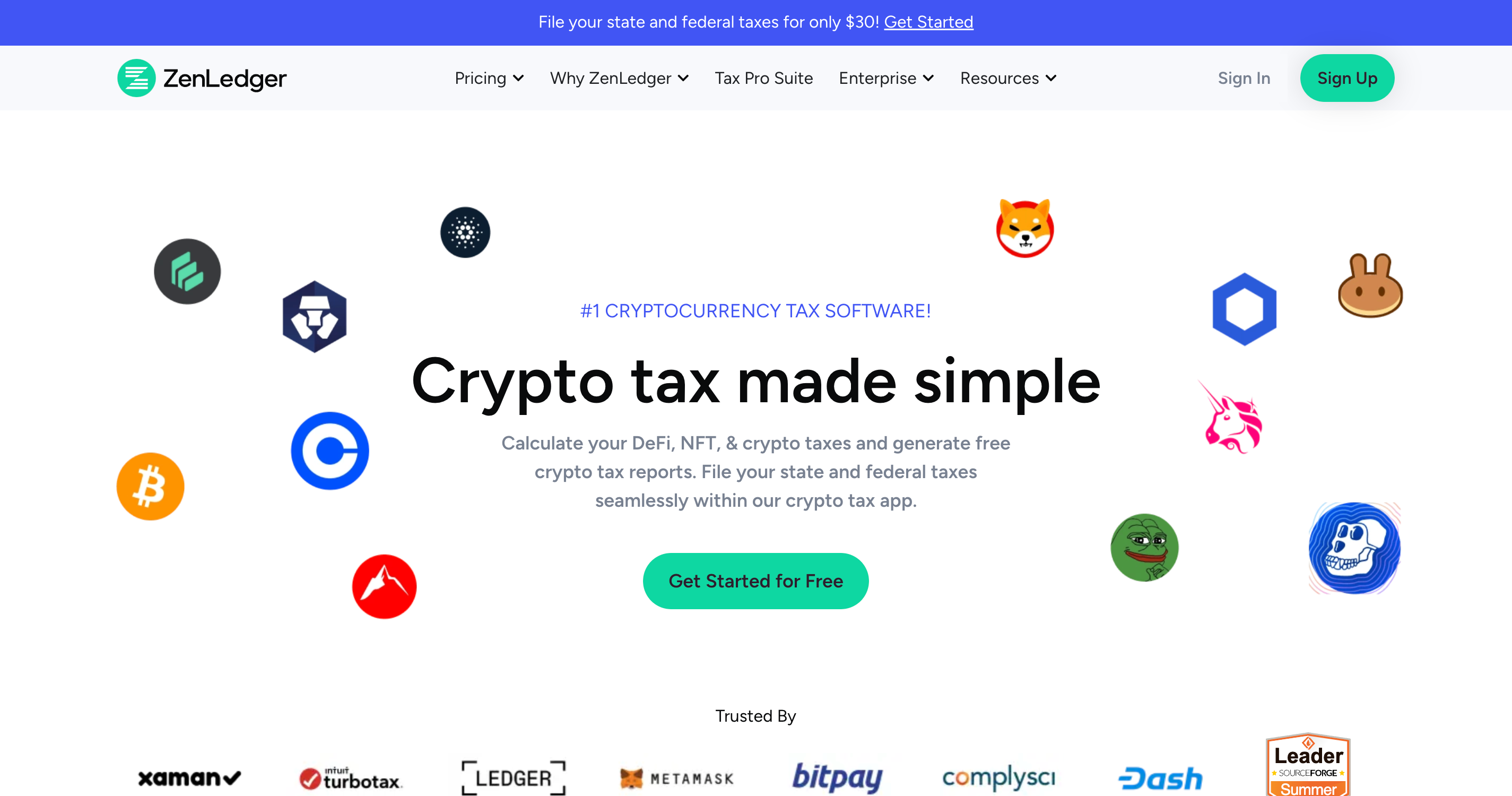 Screenshot of ZenLedger website