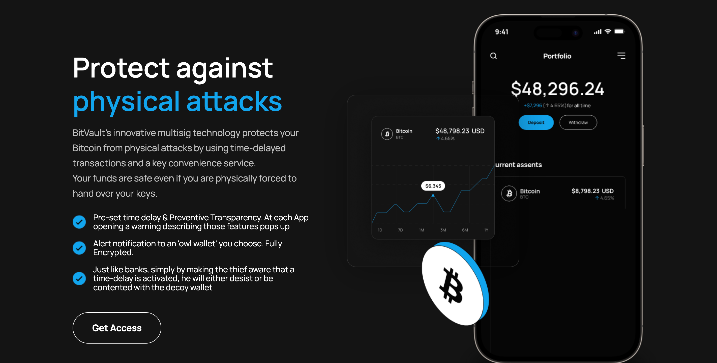 Screenshot of BitVault website