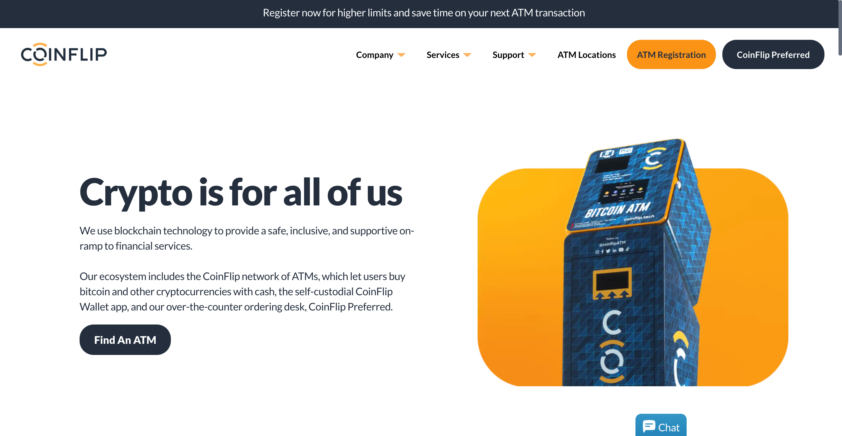 Screenshot of CoinFlip website