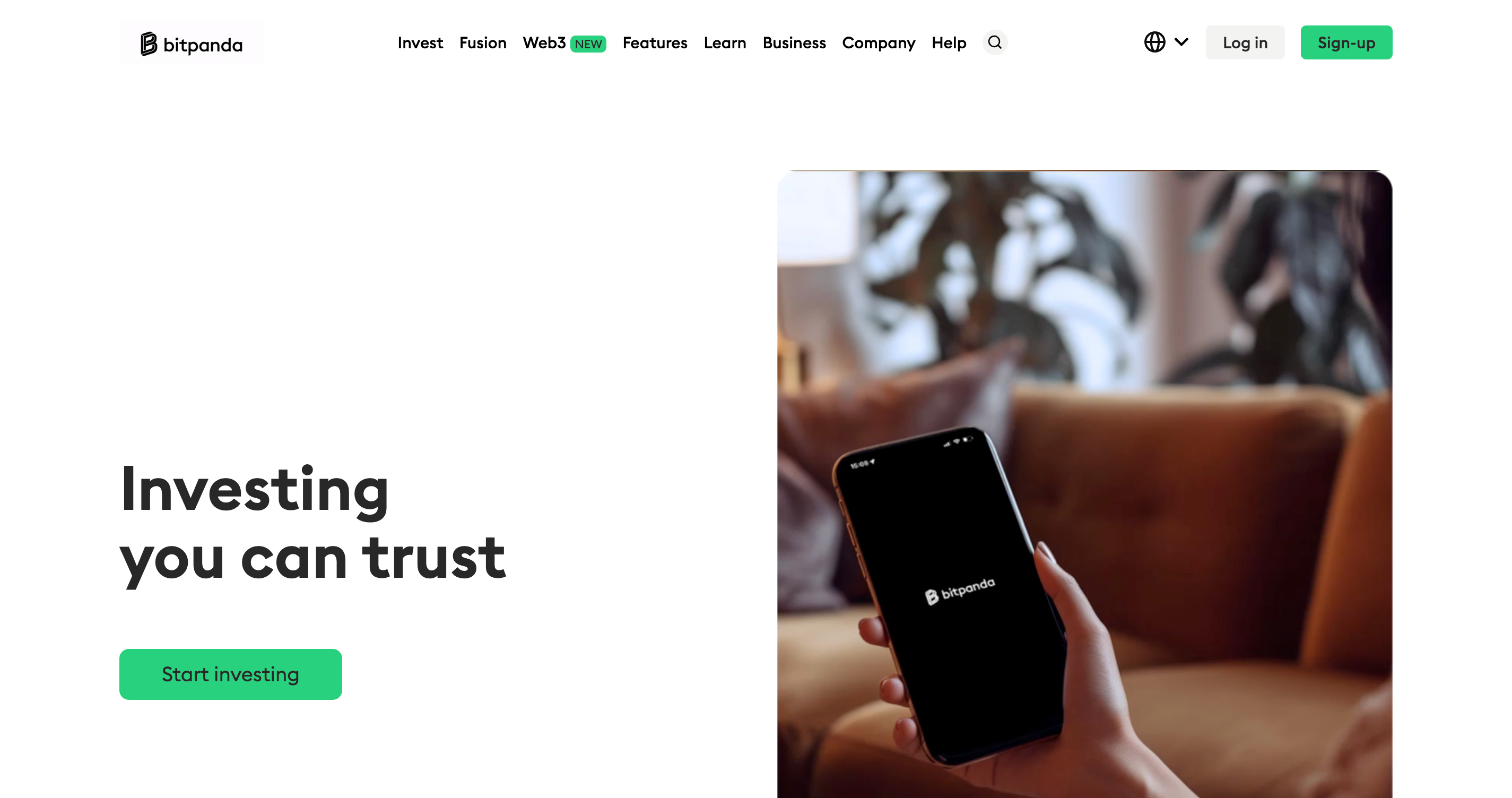 Screenshot of Bitpanda website