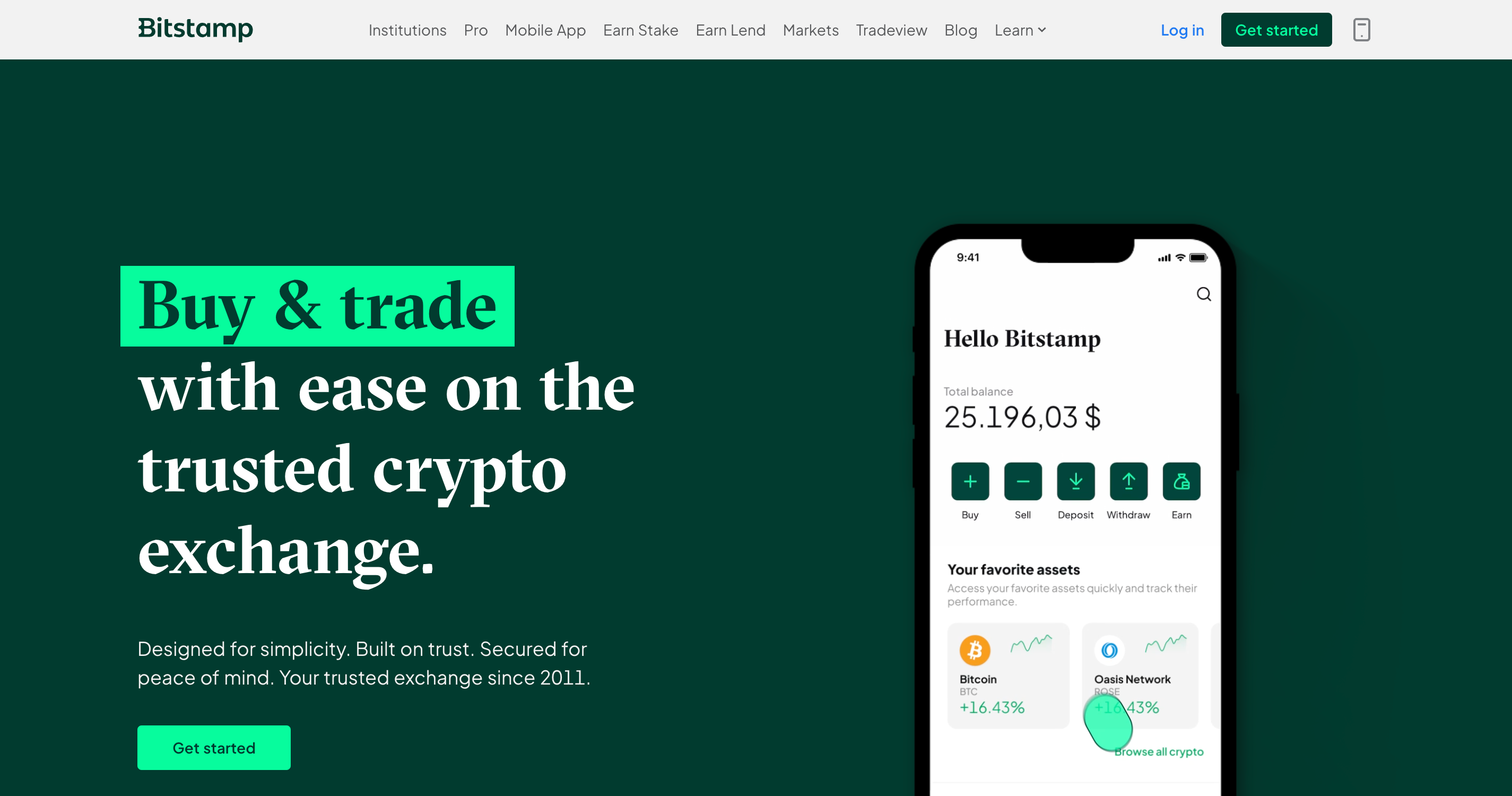 Screenshot of Bitstamp website