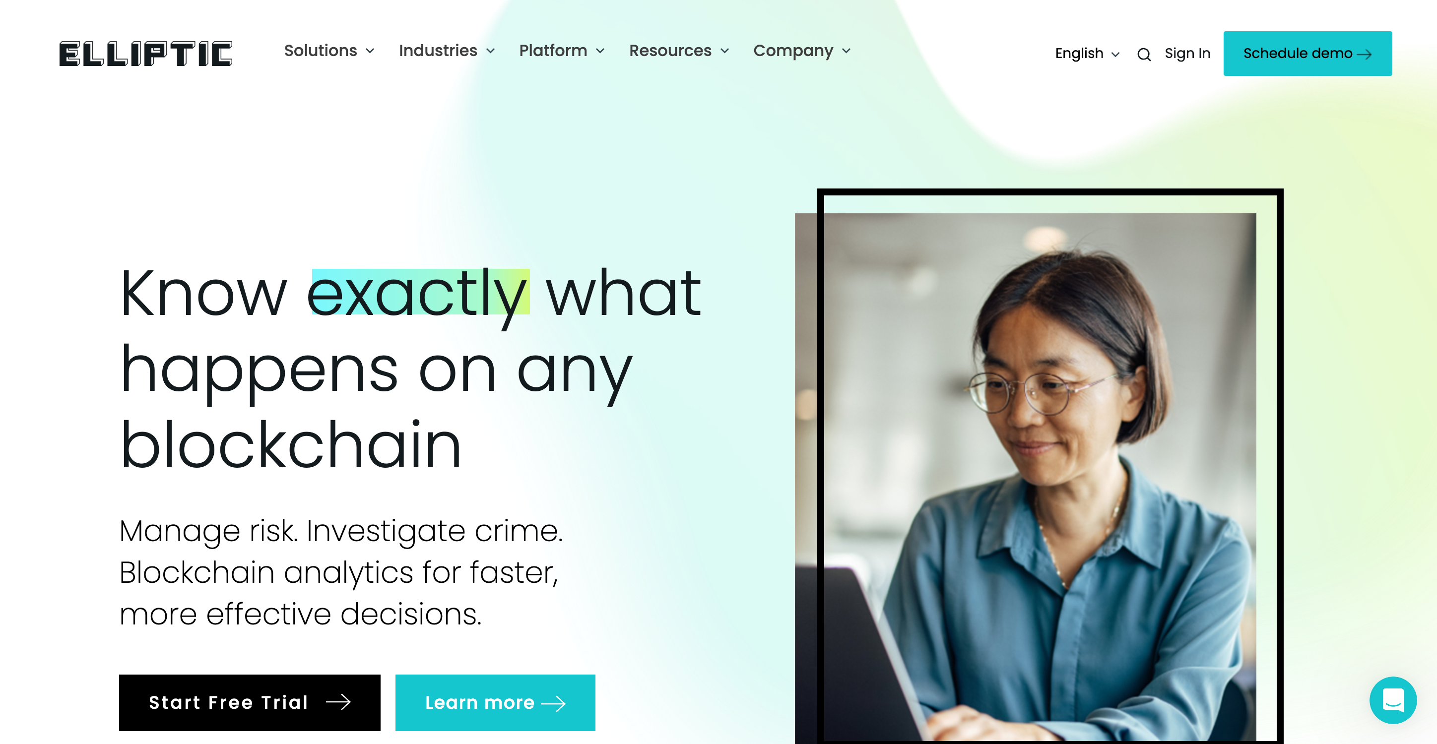 Screenshot of Elliptic website