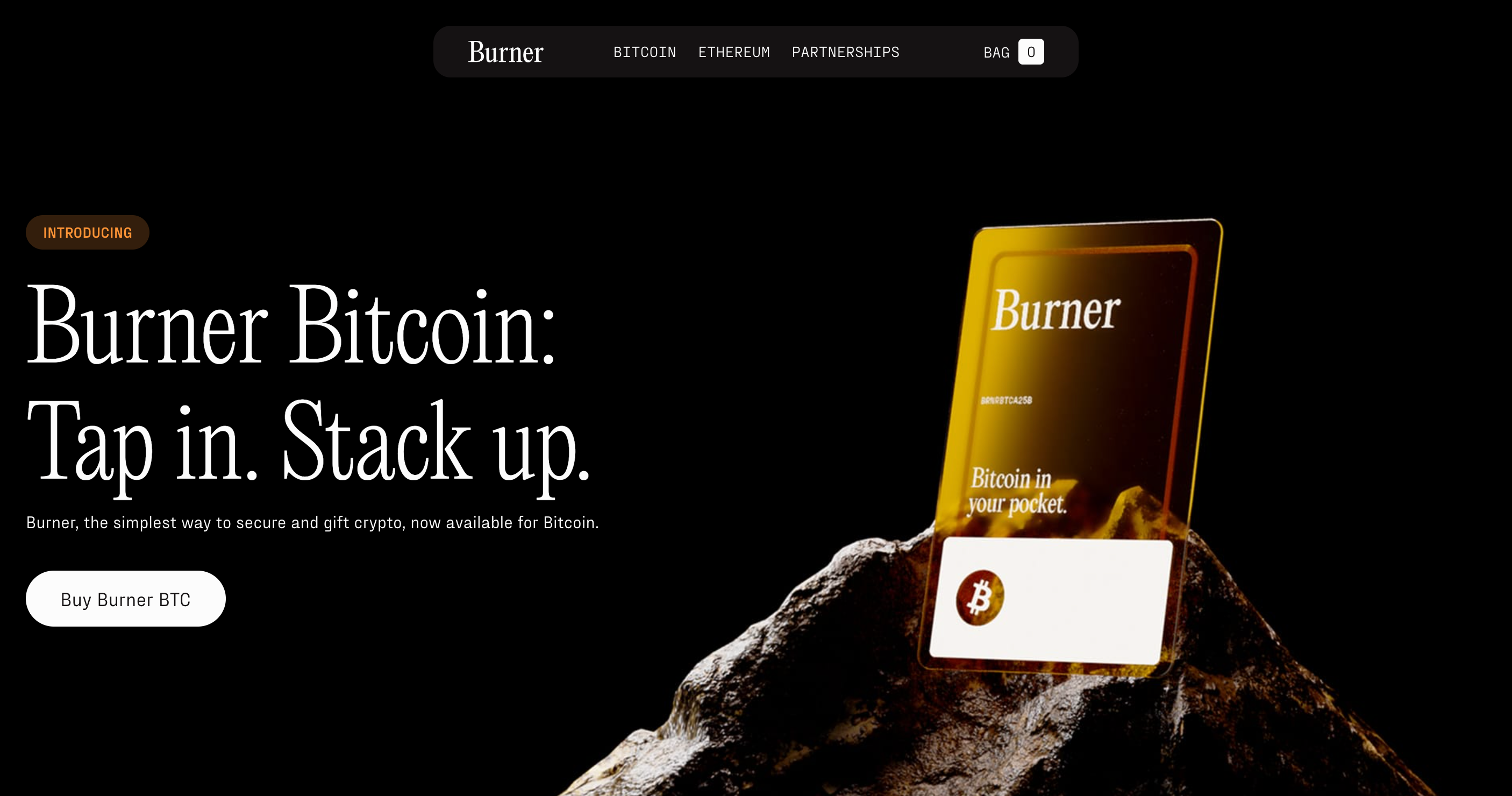 Screenshot of Burner website