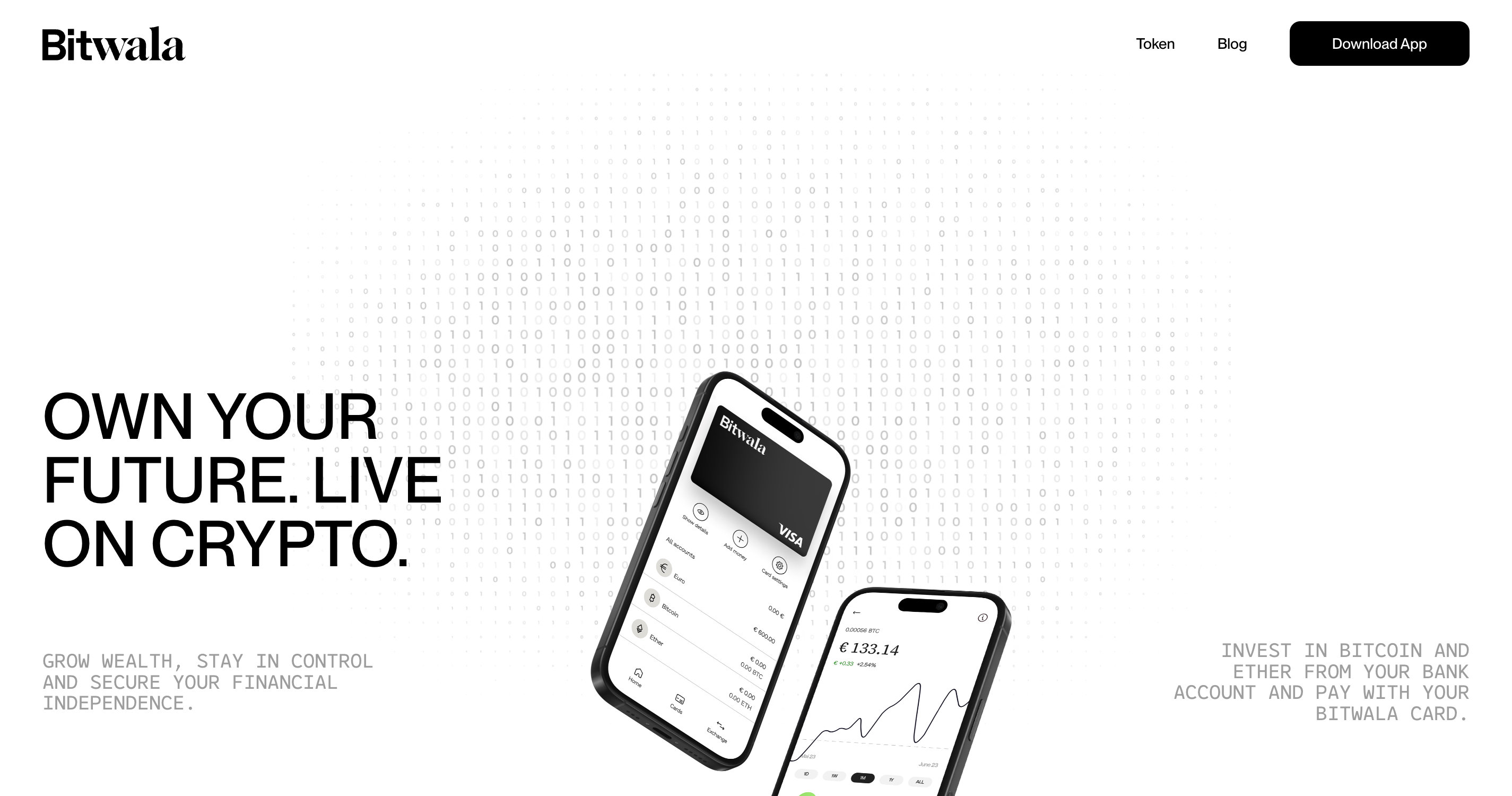 Screenshot of Bitwala website