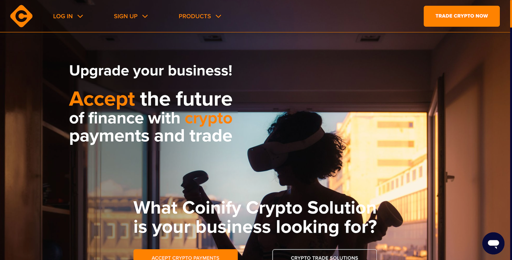 Screenshot of Coinify website
