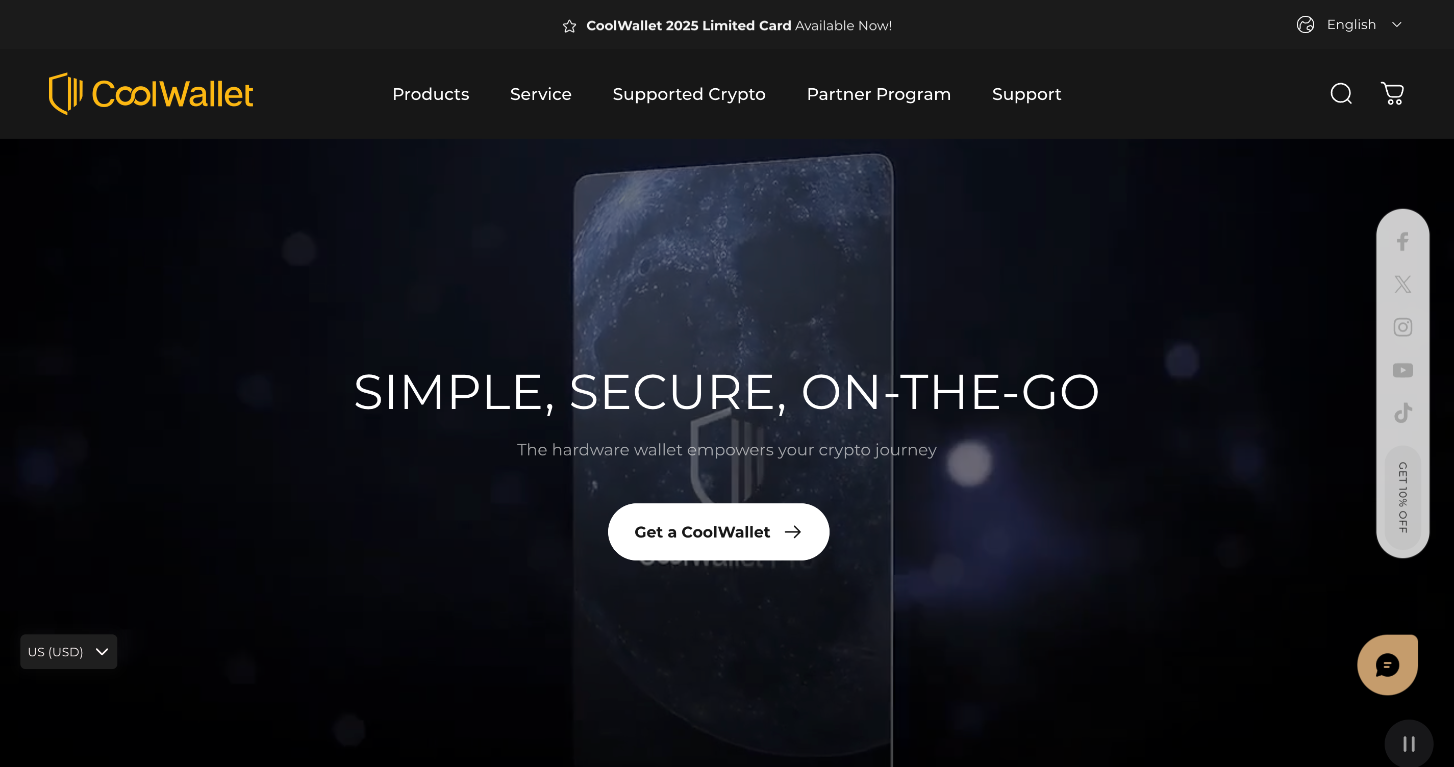 Screenshot of CoolWallet website