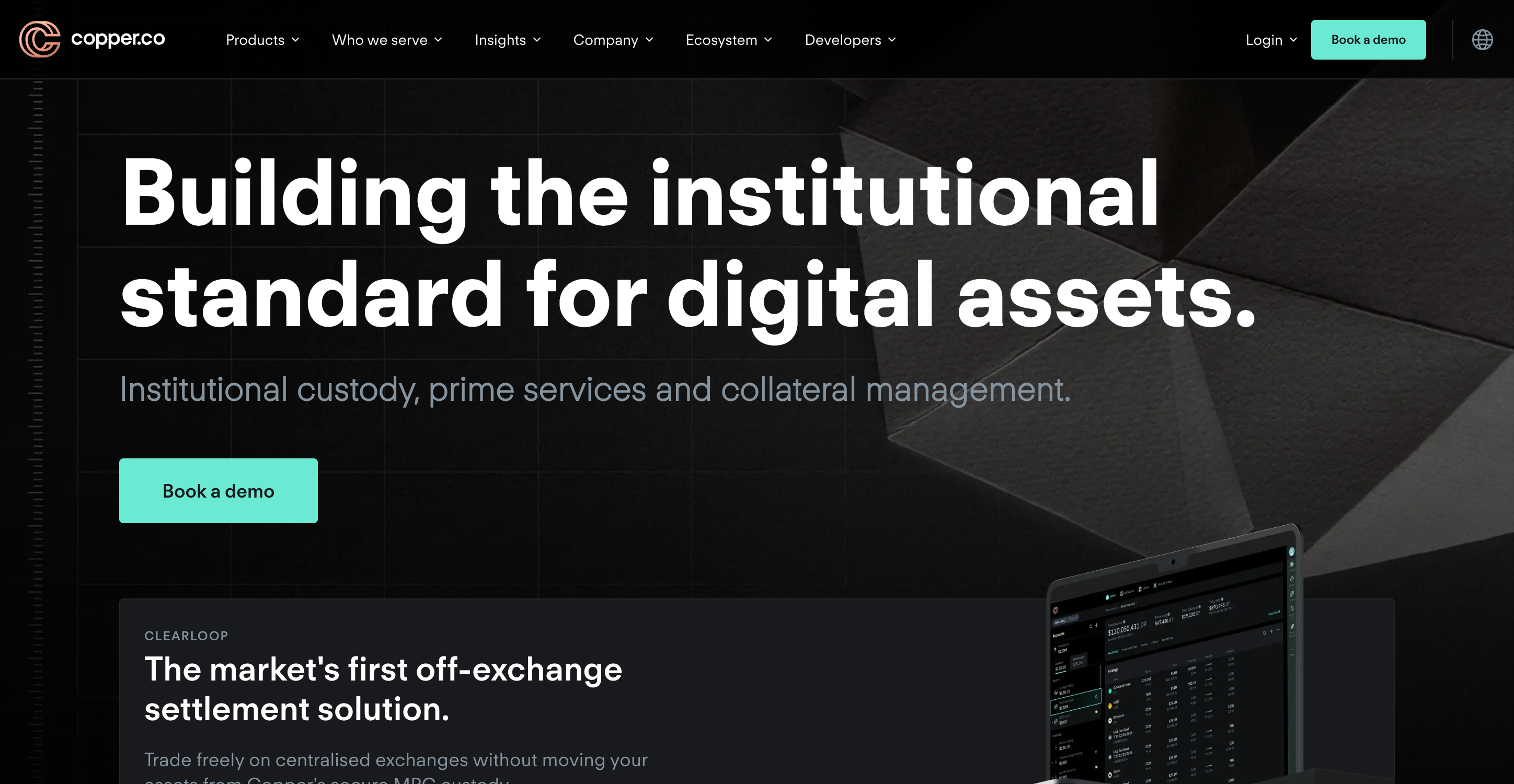 Screenshot of Copper website