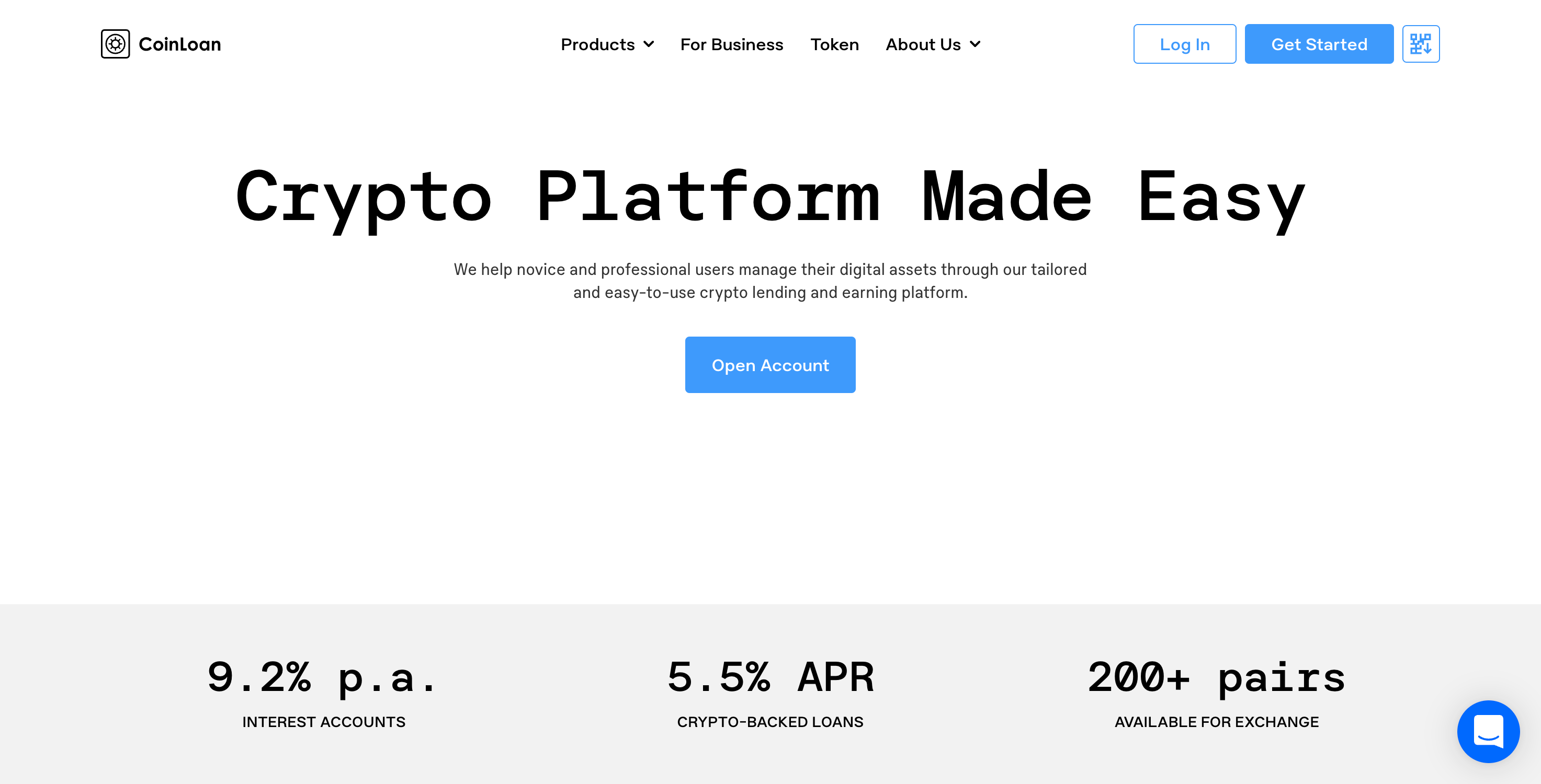 Screenshot of CoinLoan website