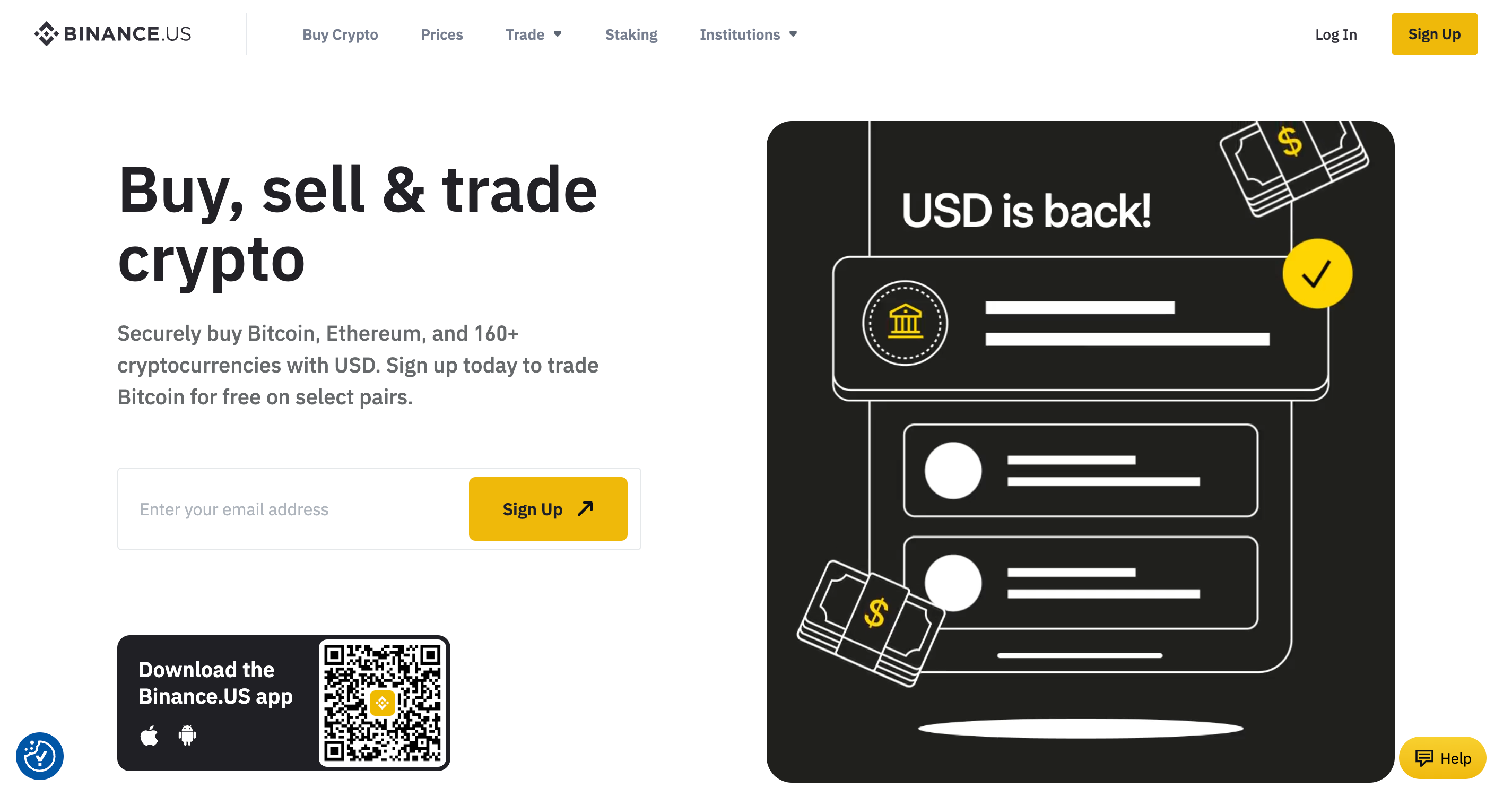 Screenshot of Binance website