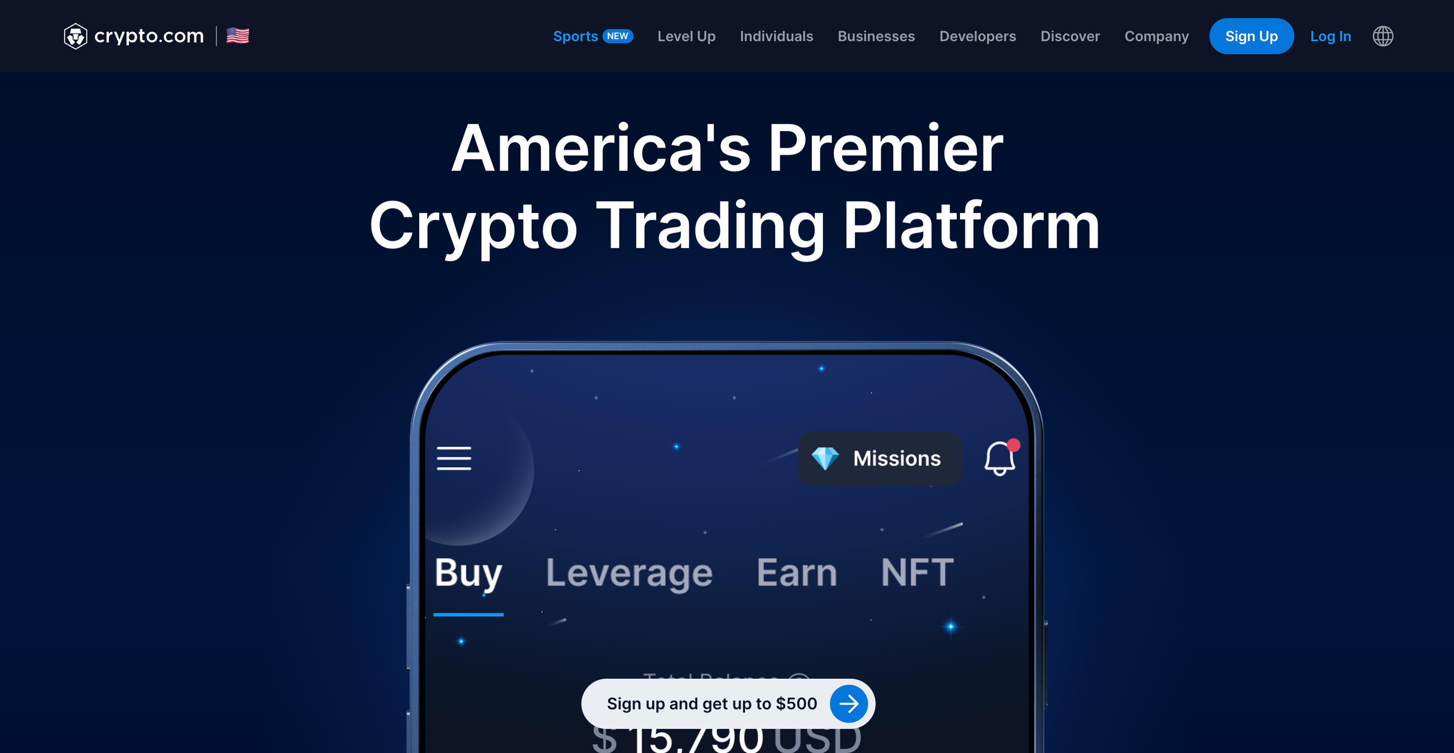 Screenshot of Crypto.com website