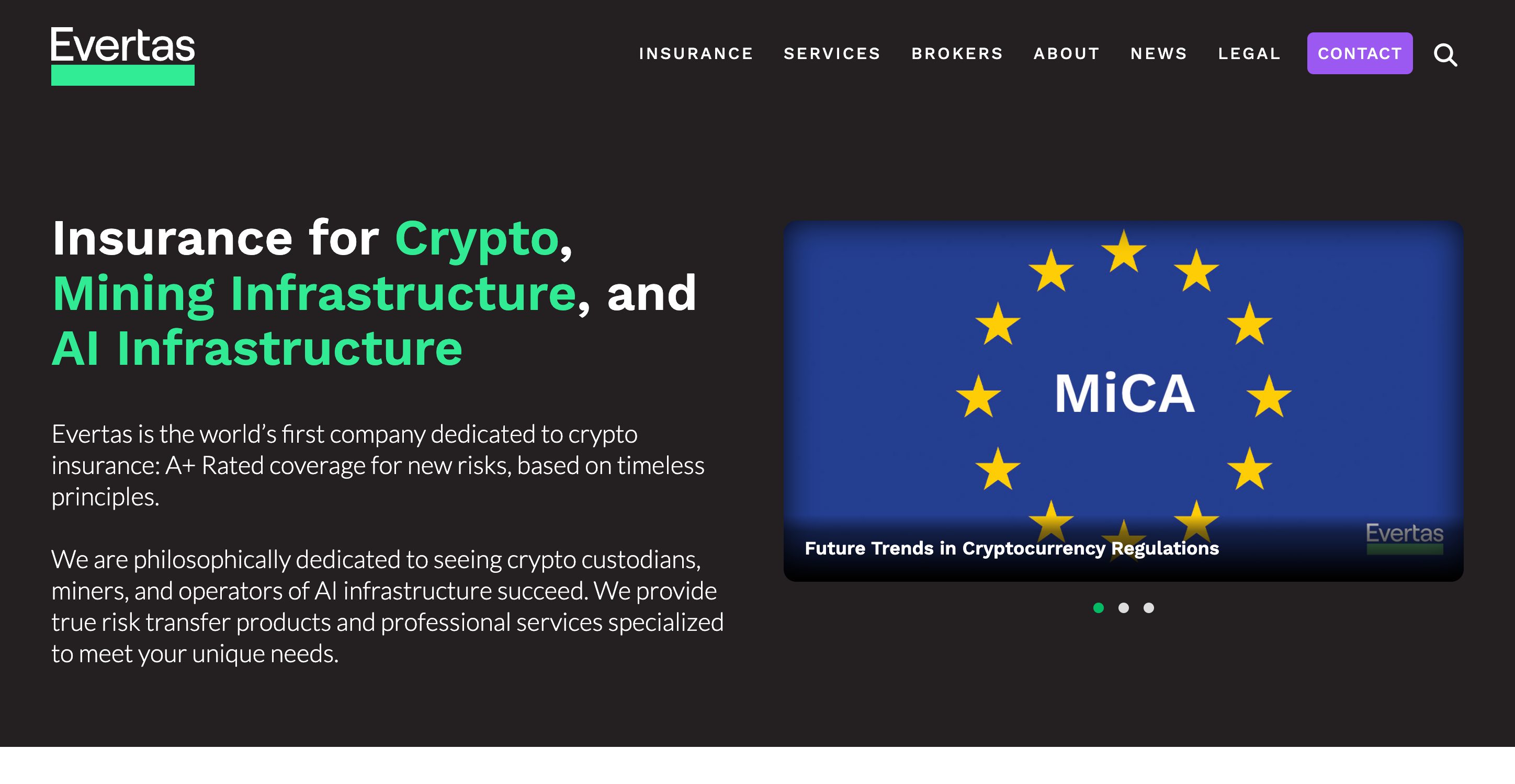 Screenshot of Evertas website