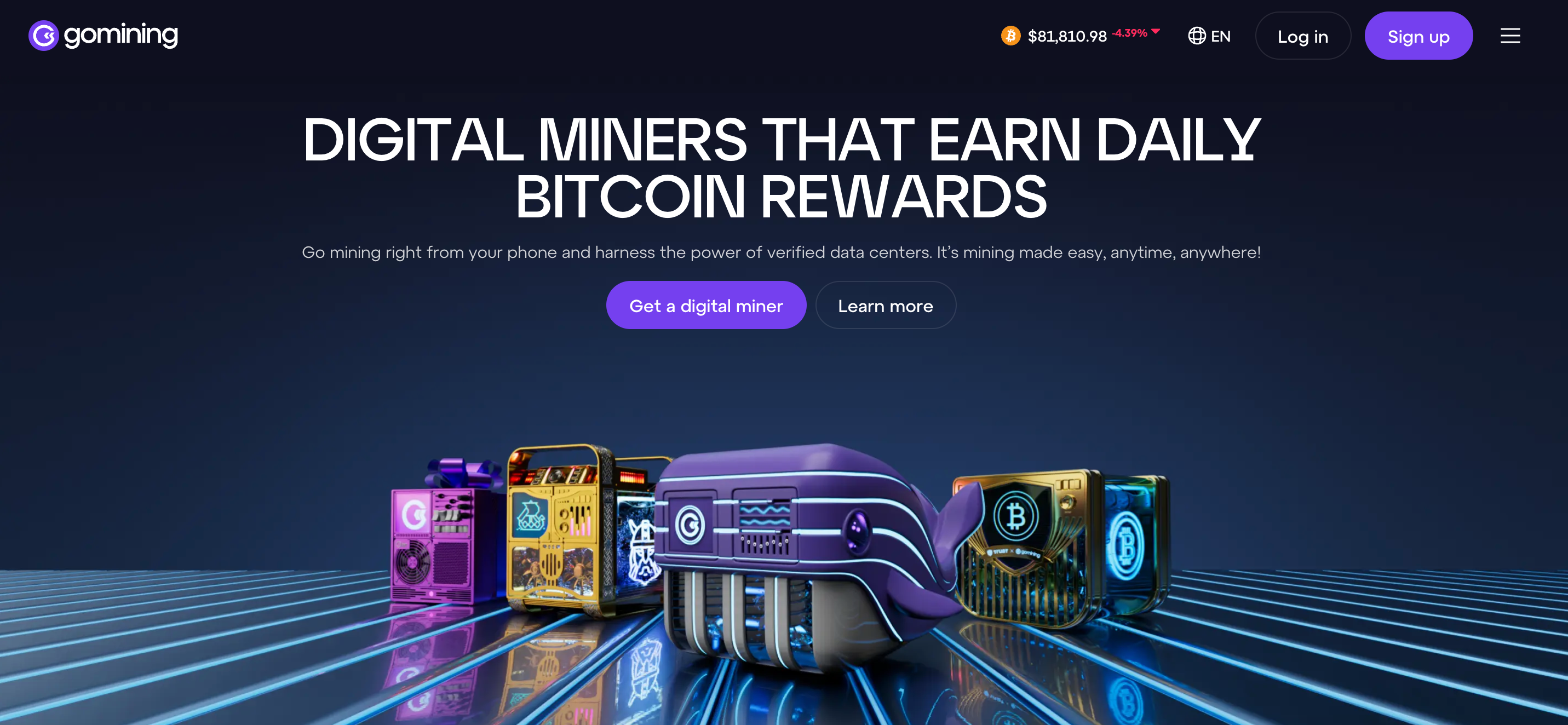 Screenshot of GoMining website