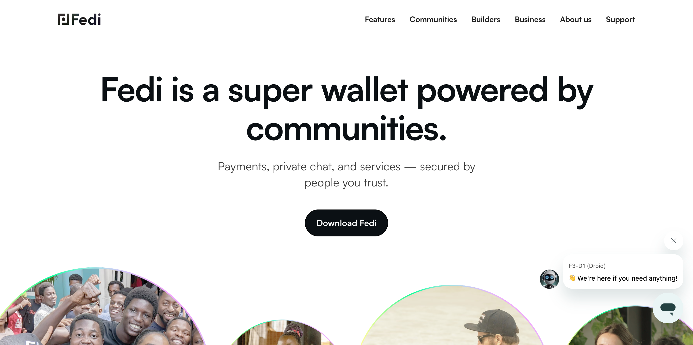 Screenshot of Fedi website