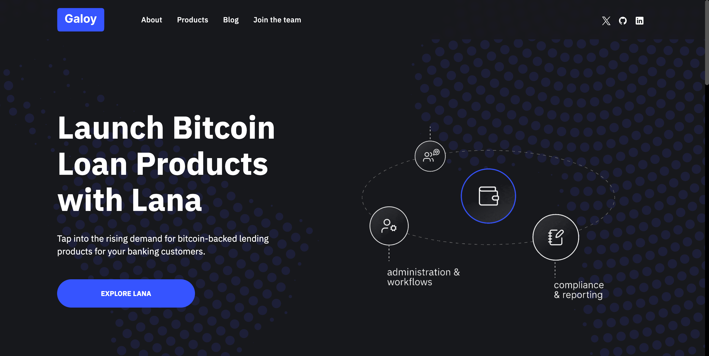 Screenshot of Galoy website