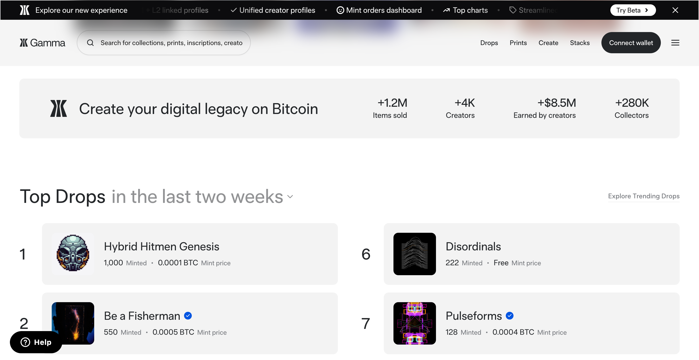 Screenshot of Gamma website