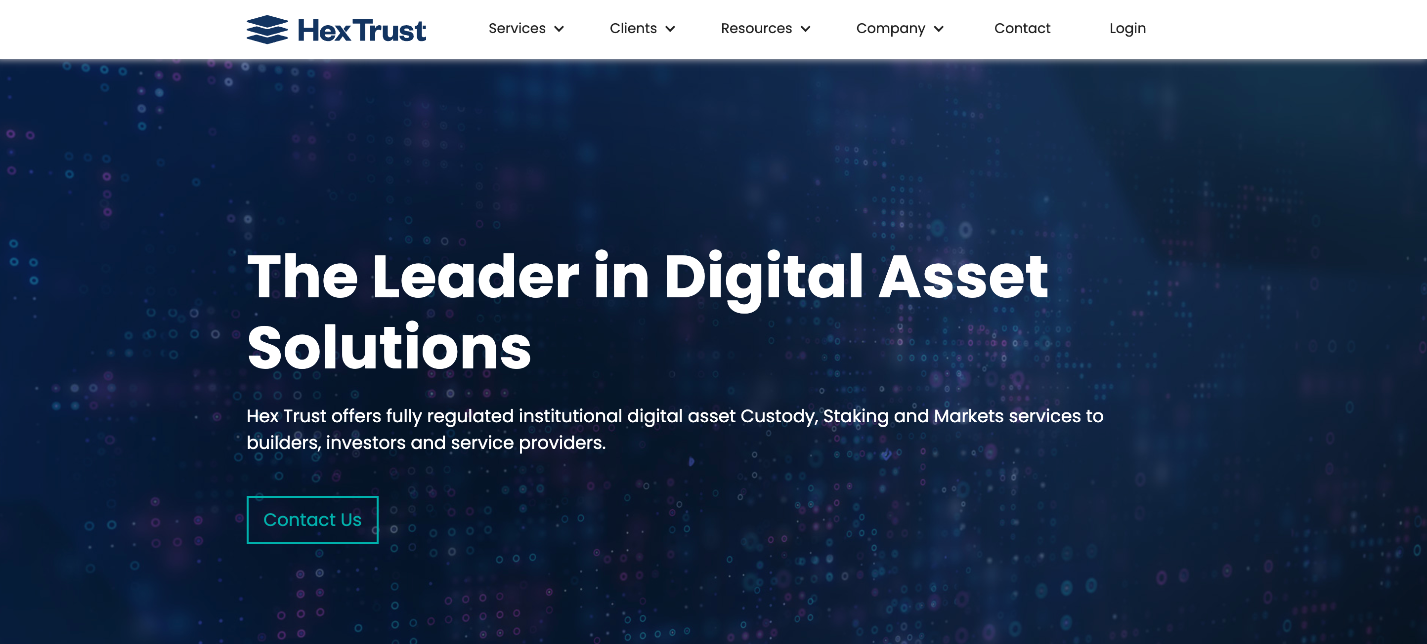 Screenshot of Hex Trust website