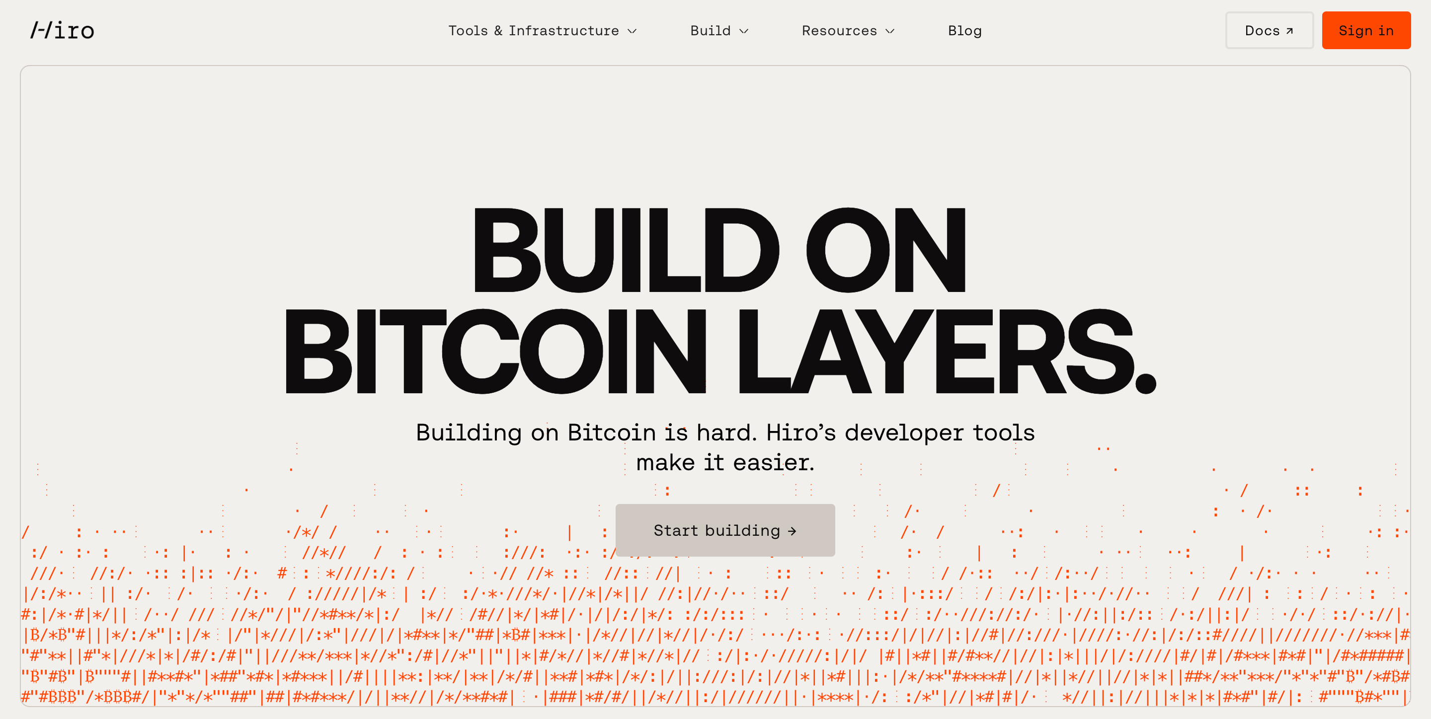 Screenshot of Hiro website