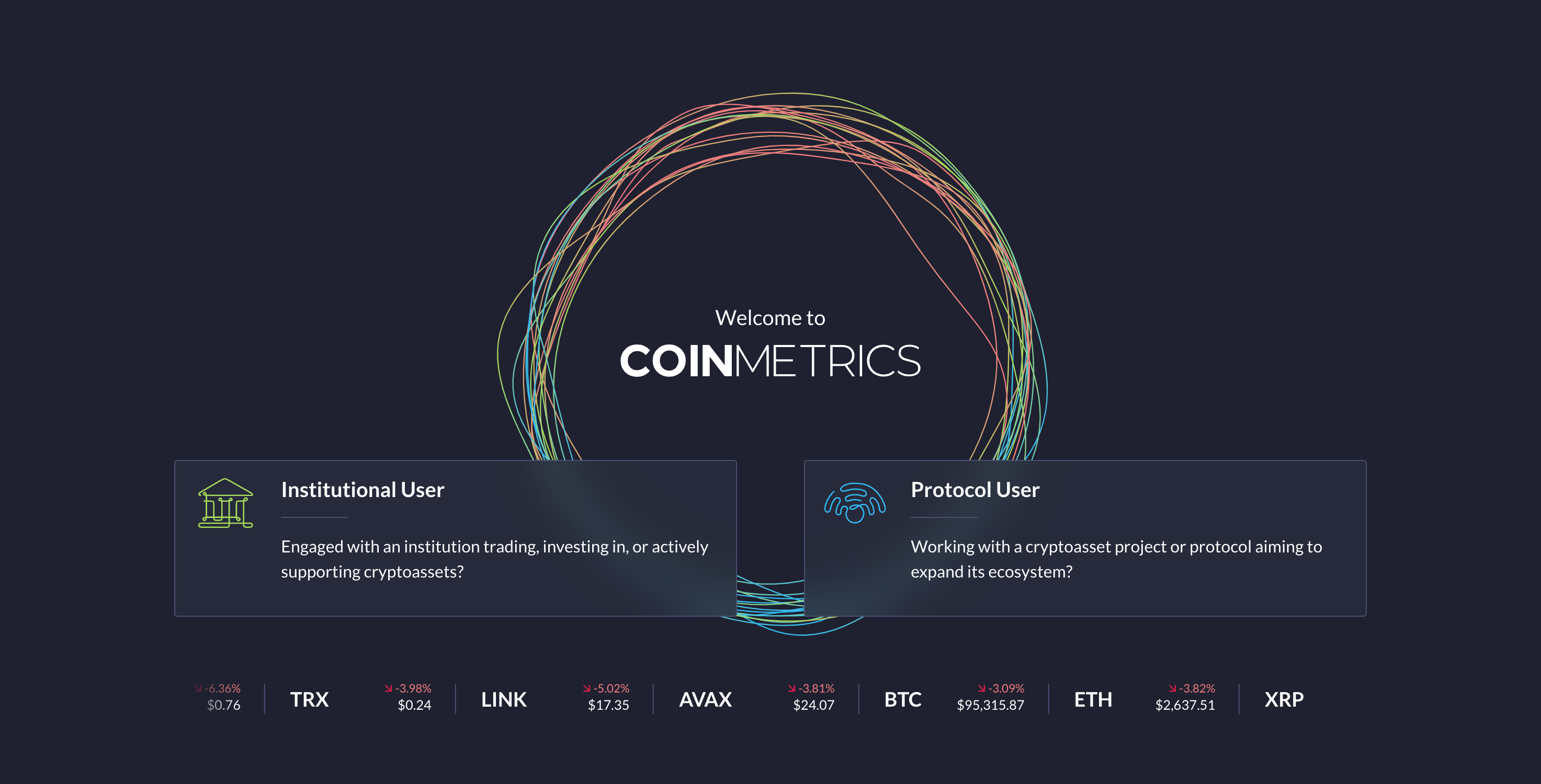Screenshot of Coin Metrics website