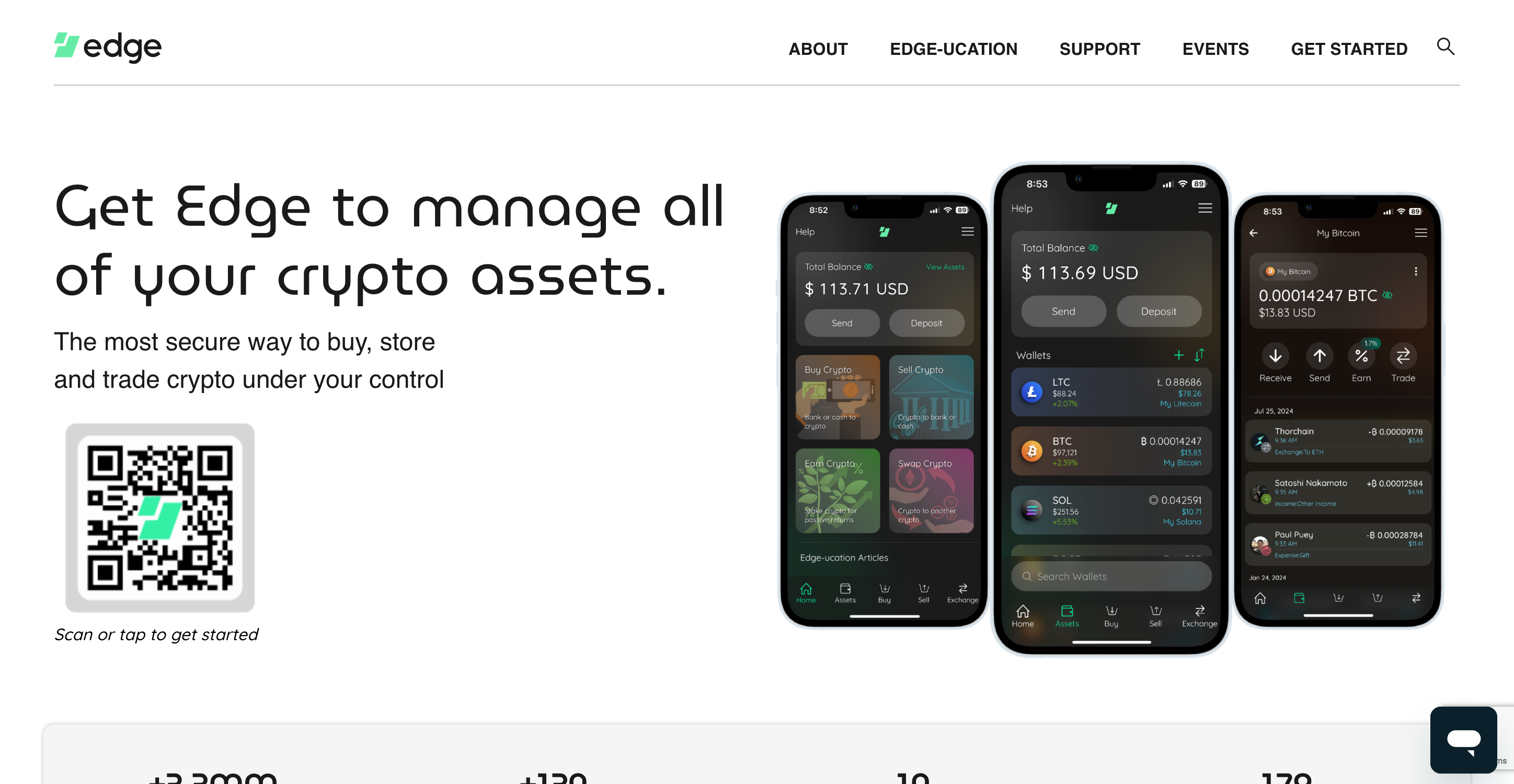Screenshot of Edge website