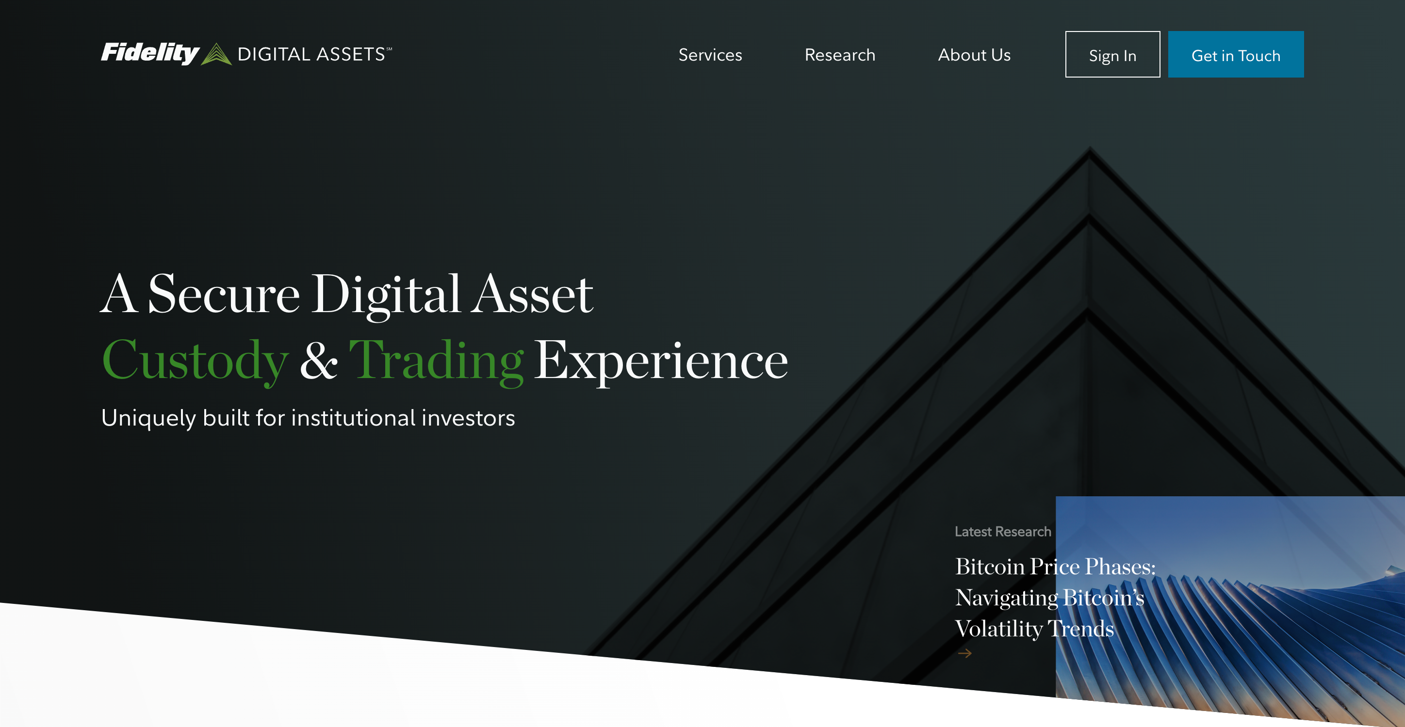 Screenshot of Fidelity Digital Assets website