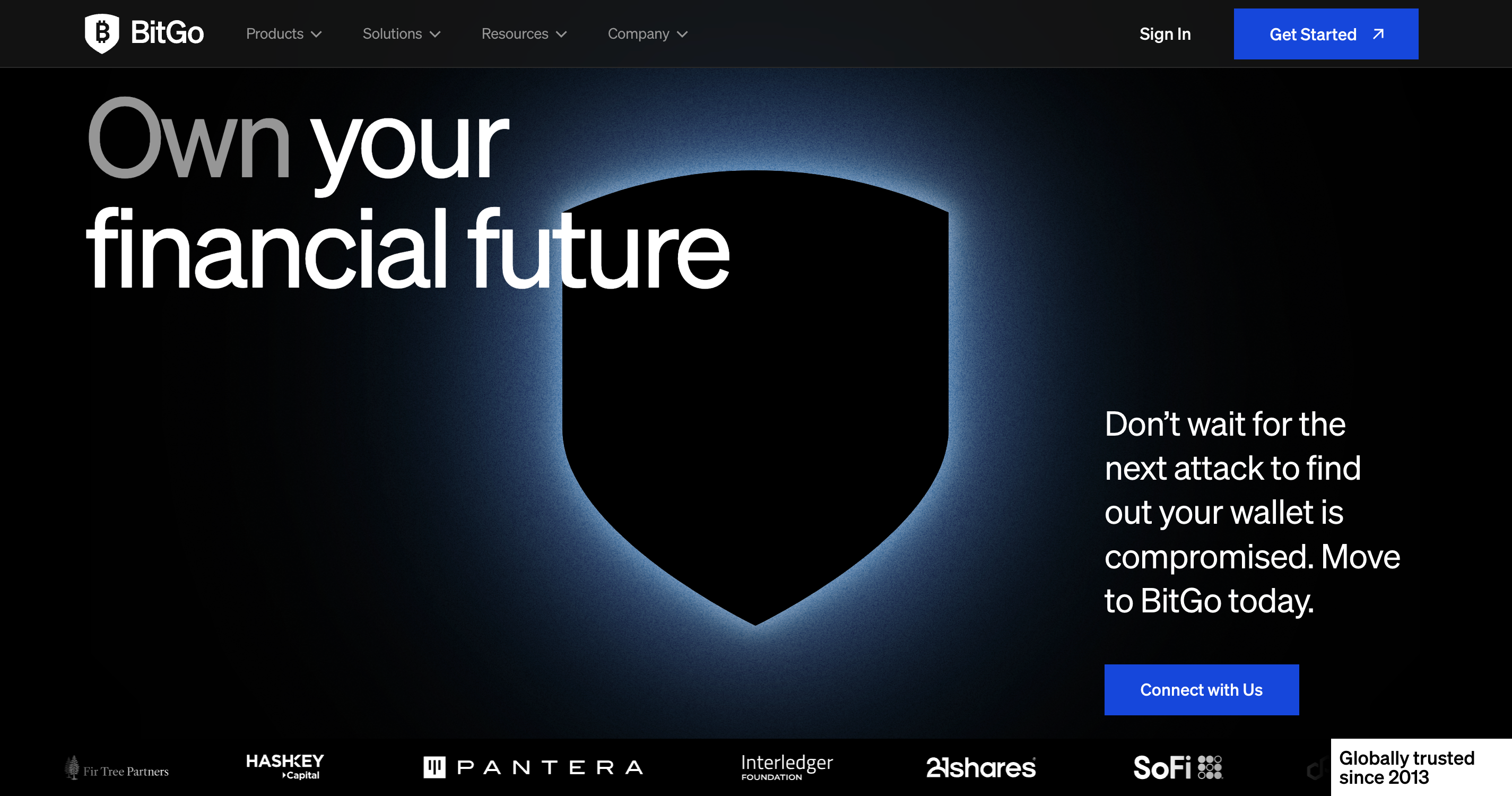 Screenshot of BitGo website