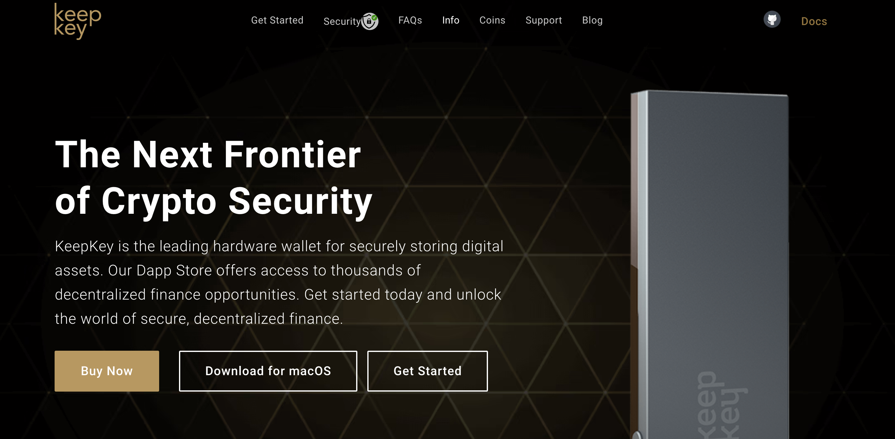 Screenshot of KeepKey website