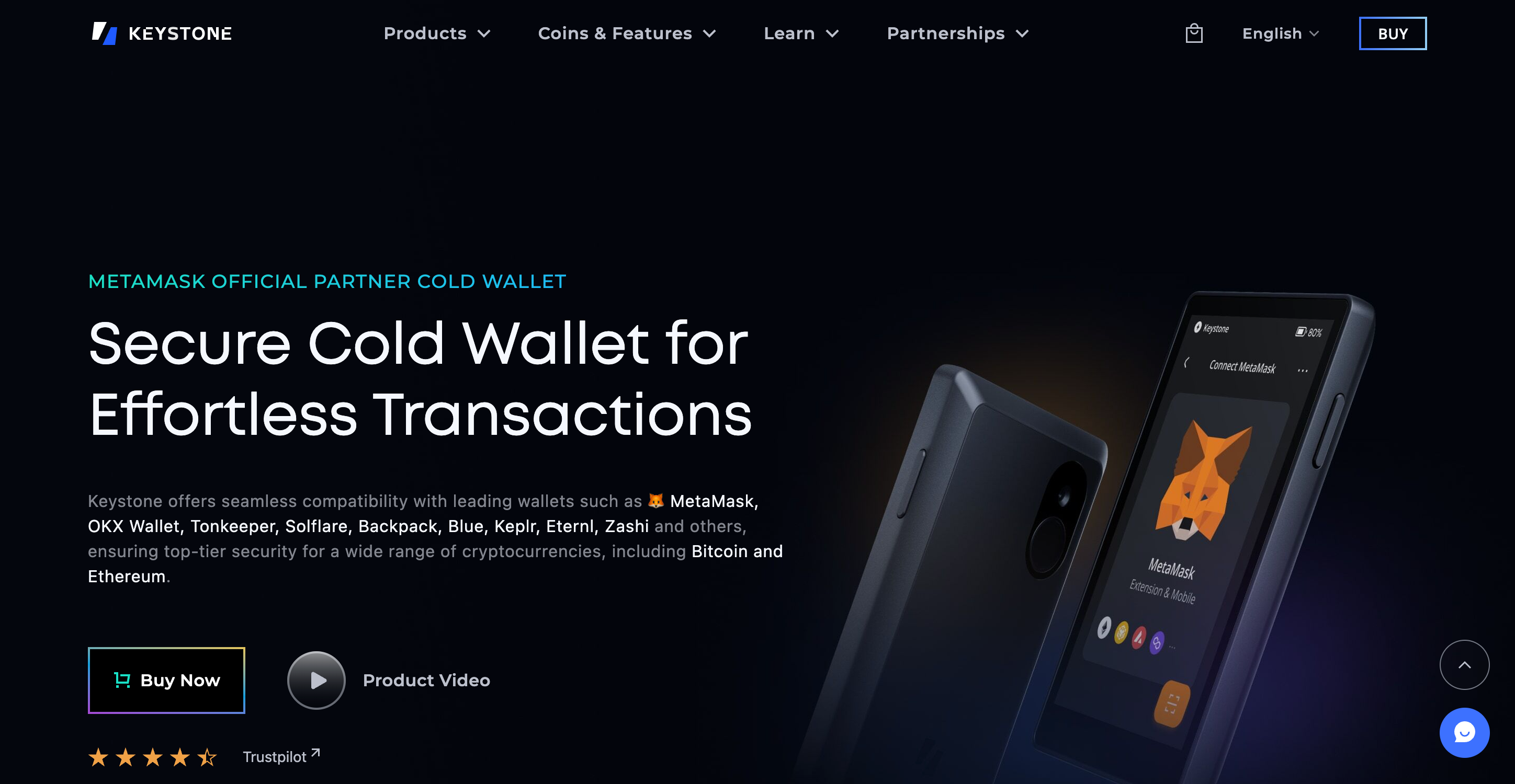 Screenshot of Keystone website
