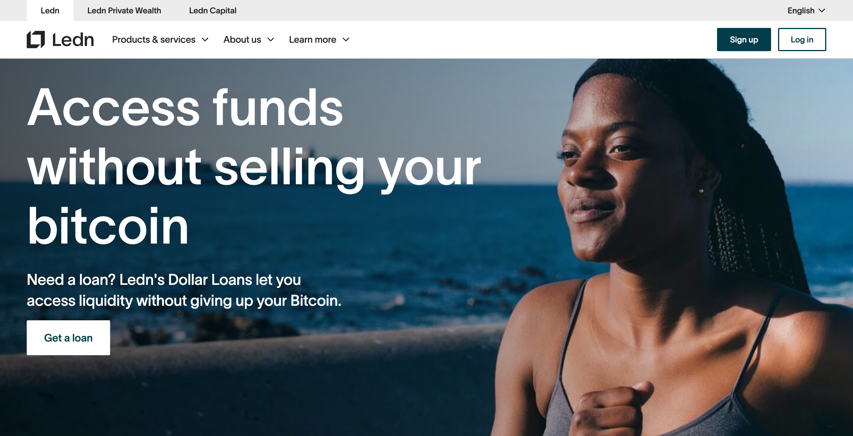 Screenshot of Ledn website