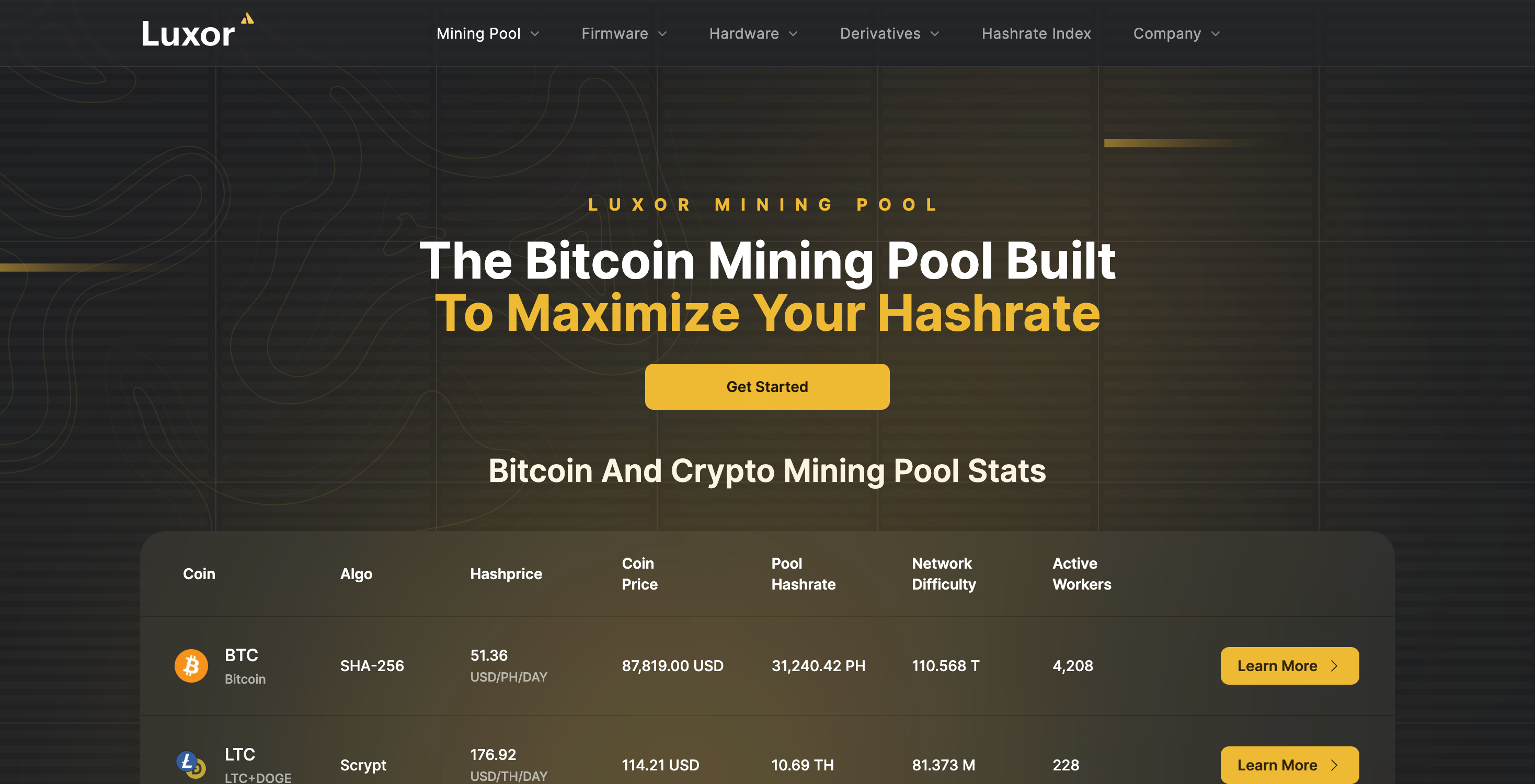 Screenshot of Luxor website