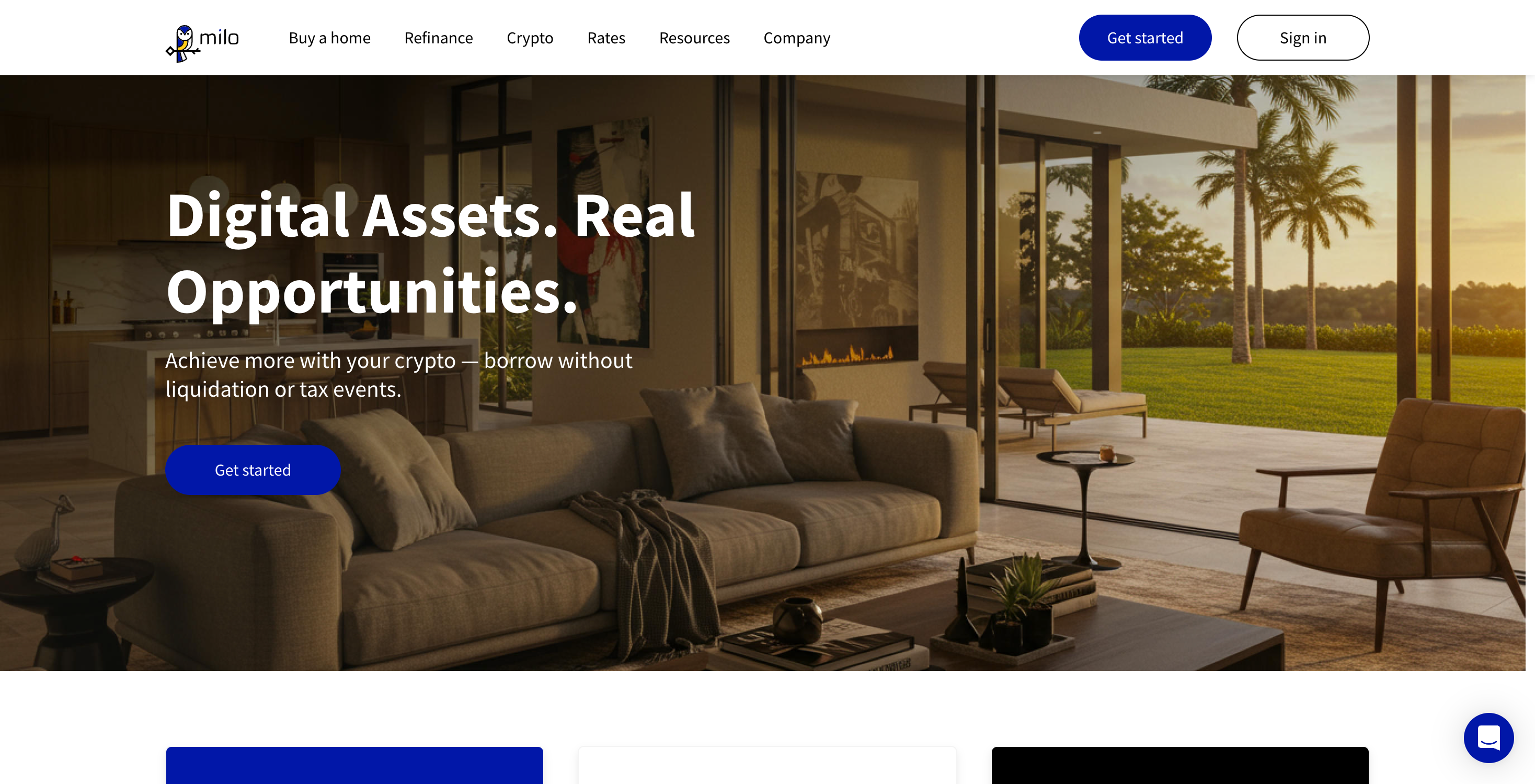 Screenshot of Milo website