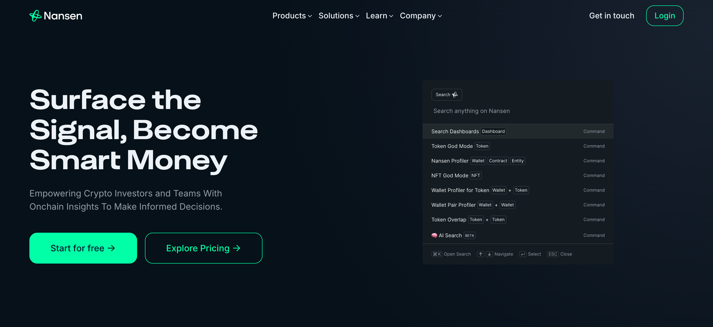 Screenshot of Nansen website