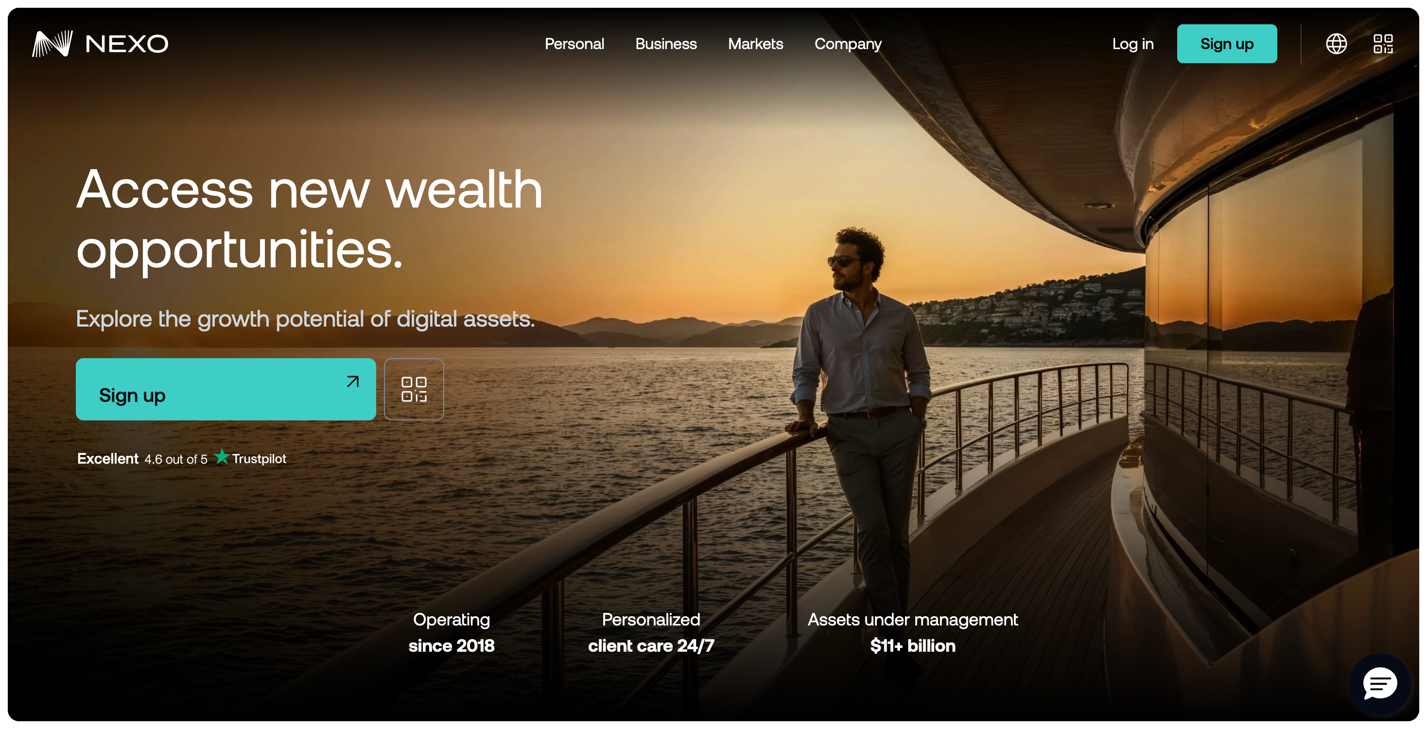 Screenshot of Nexo website