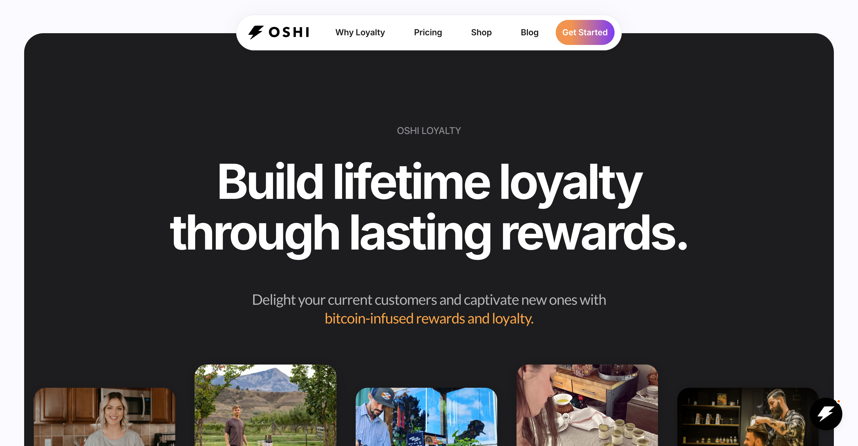 Screenshot of Oshi website