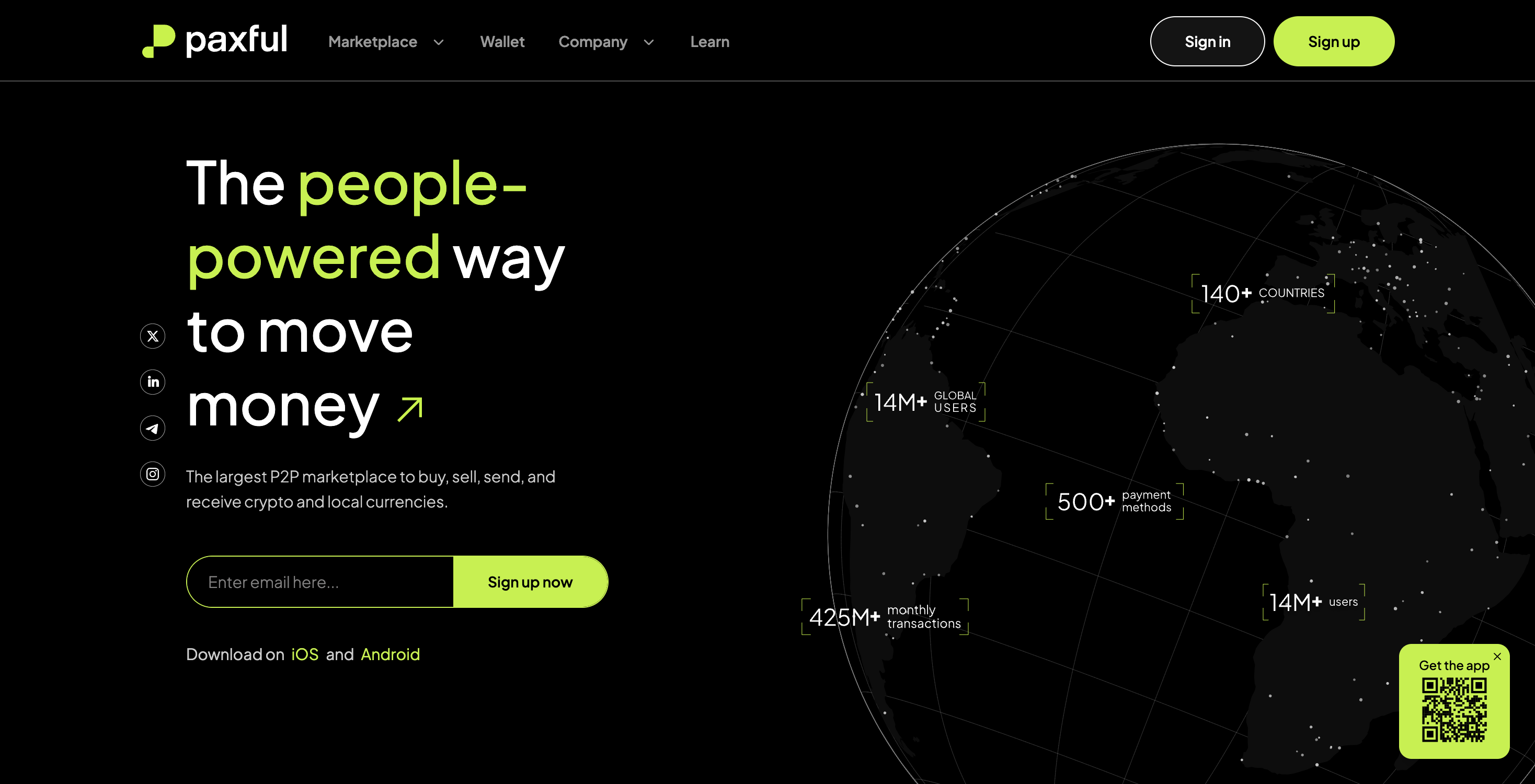 Screenshot of Paxful website