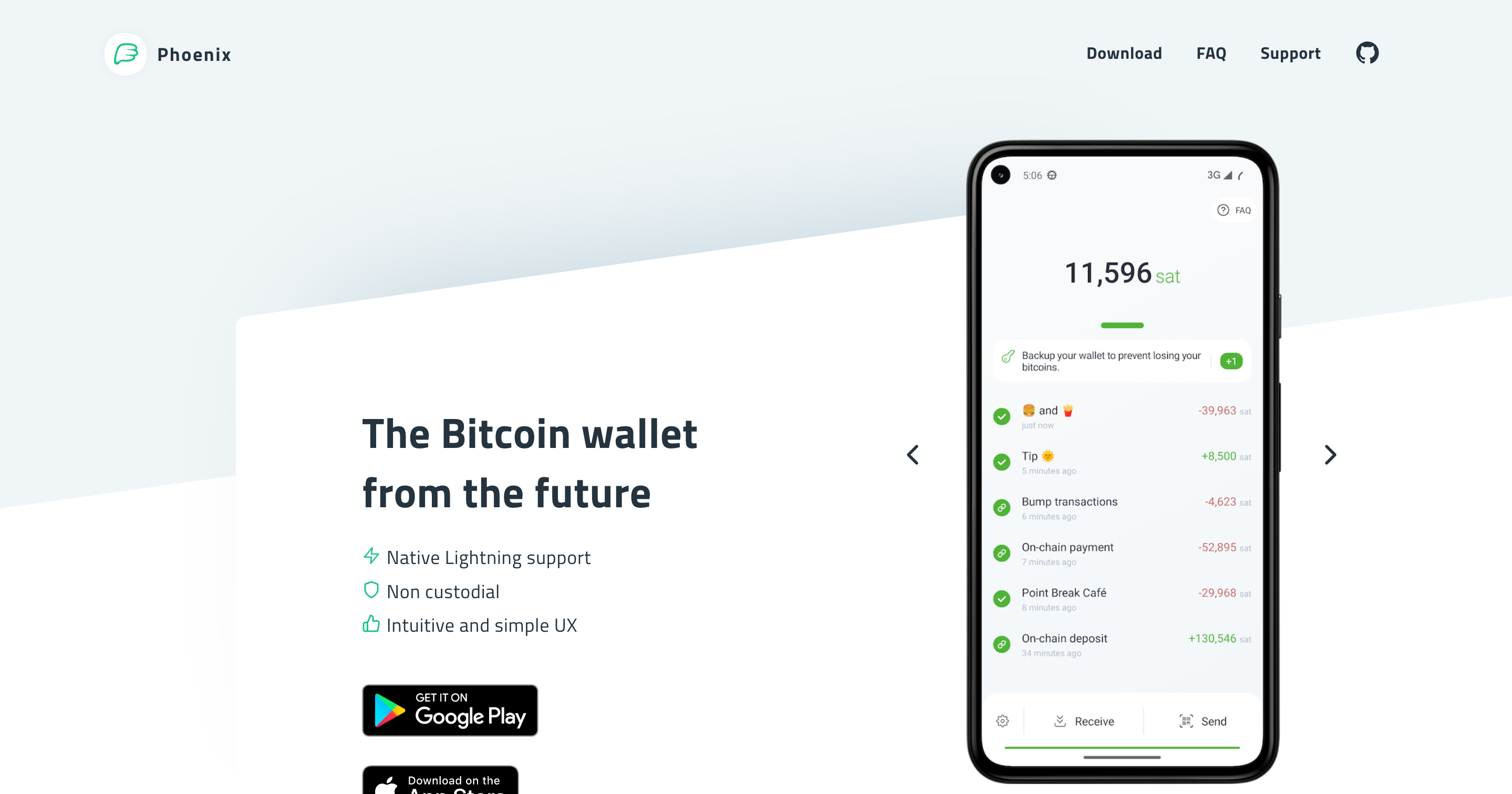 Screenshot of Phoenix Wallet website