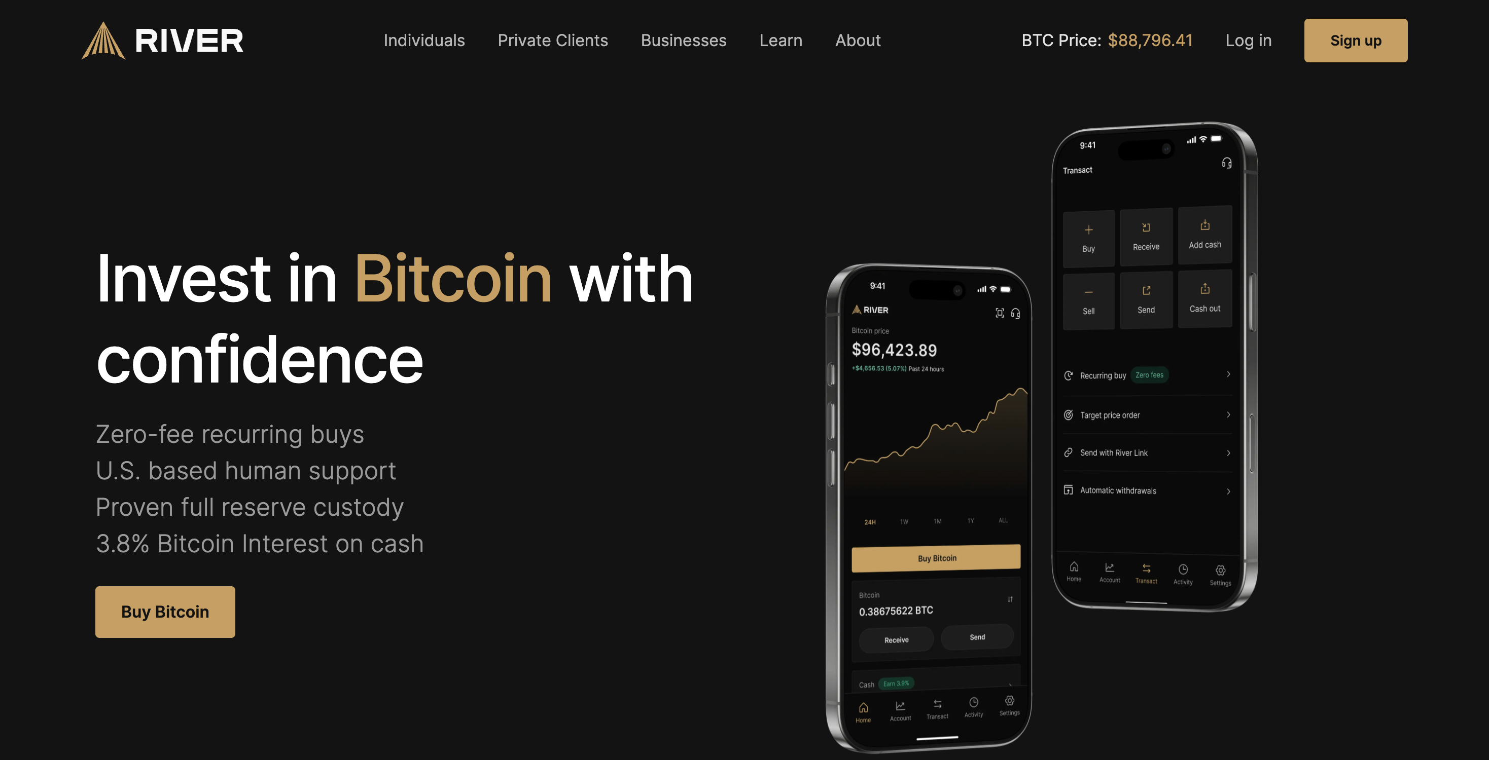 Screenshot of River Financial website