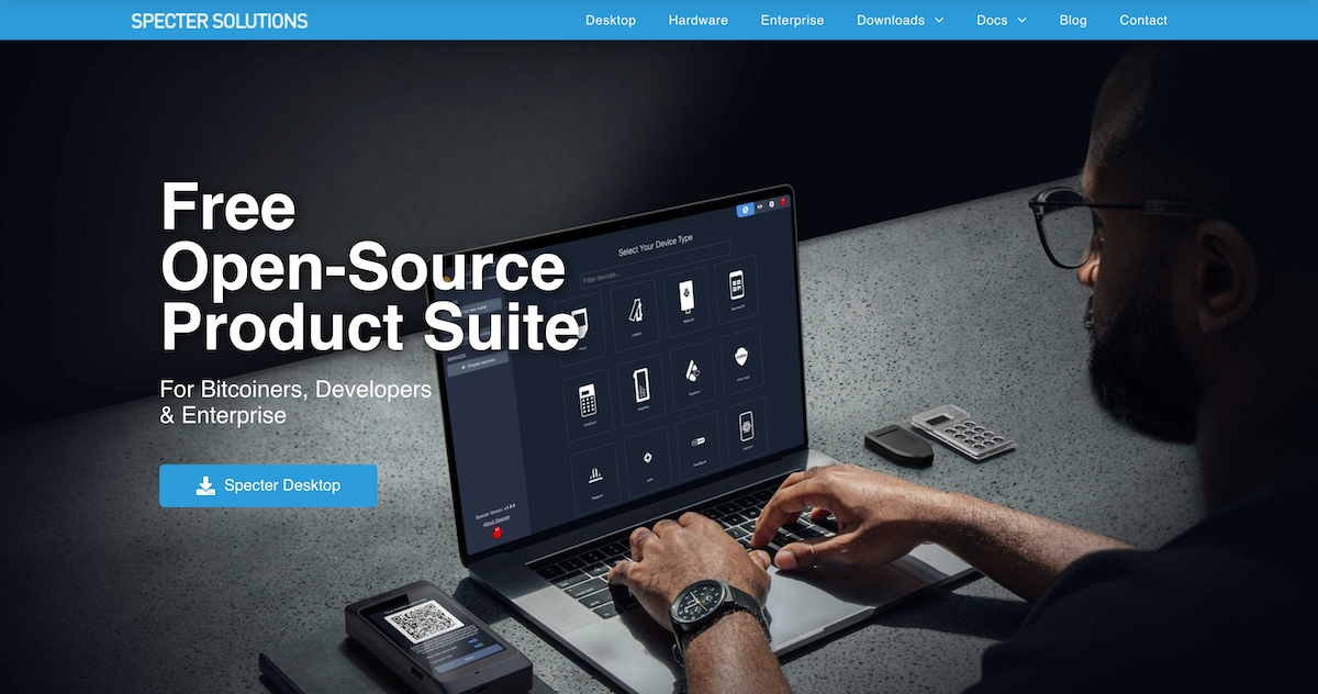 Screenshot of Specter website