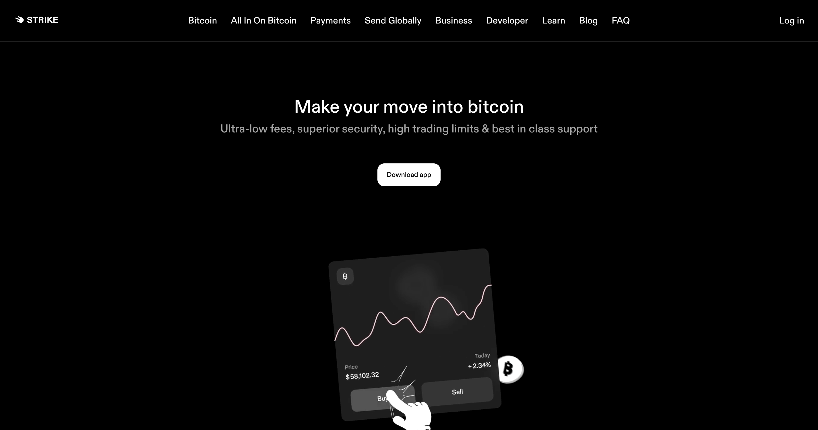 Screenshot of Strike website