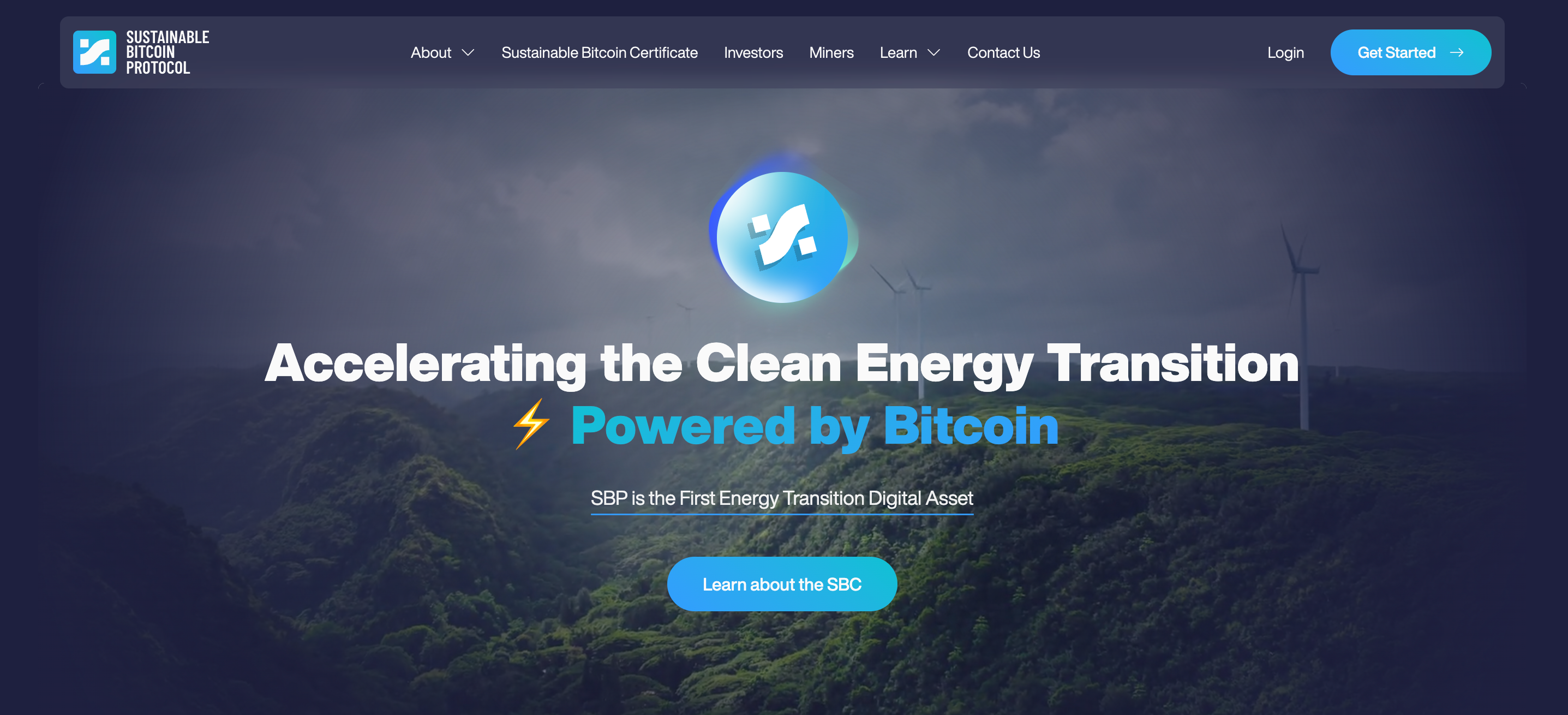 Screenshot of Sustainable Bitcoin Protocol website