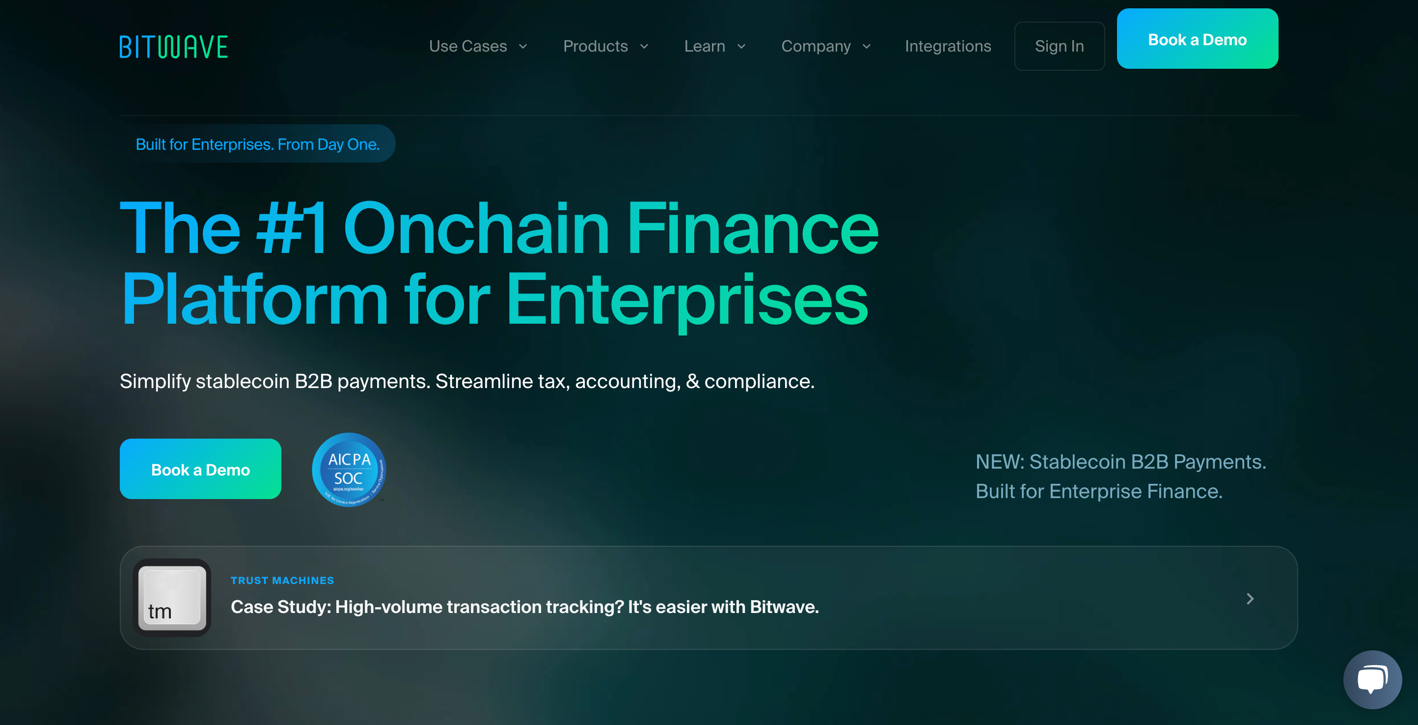 Screenshot of Bitwave website