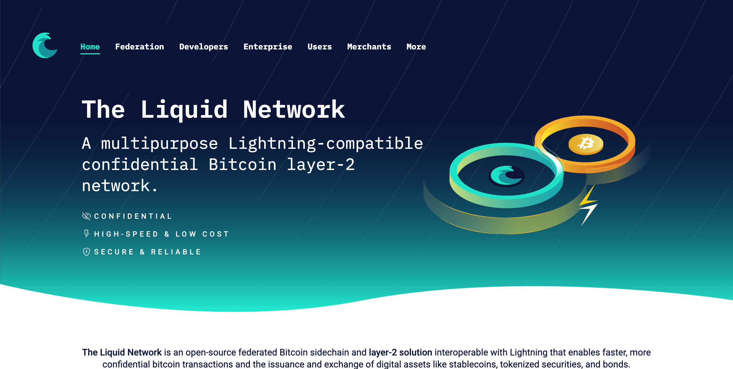Screenshot of Liquid Network website