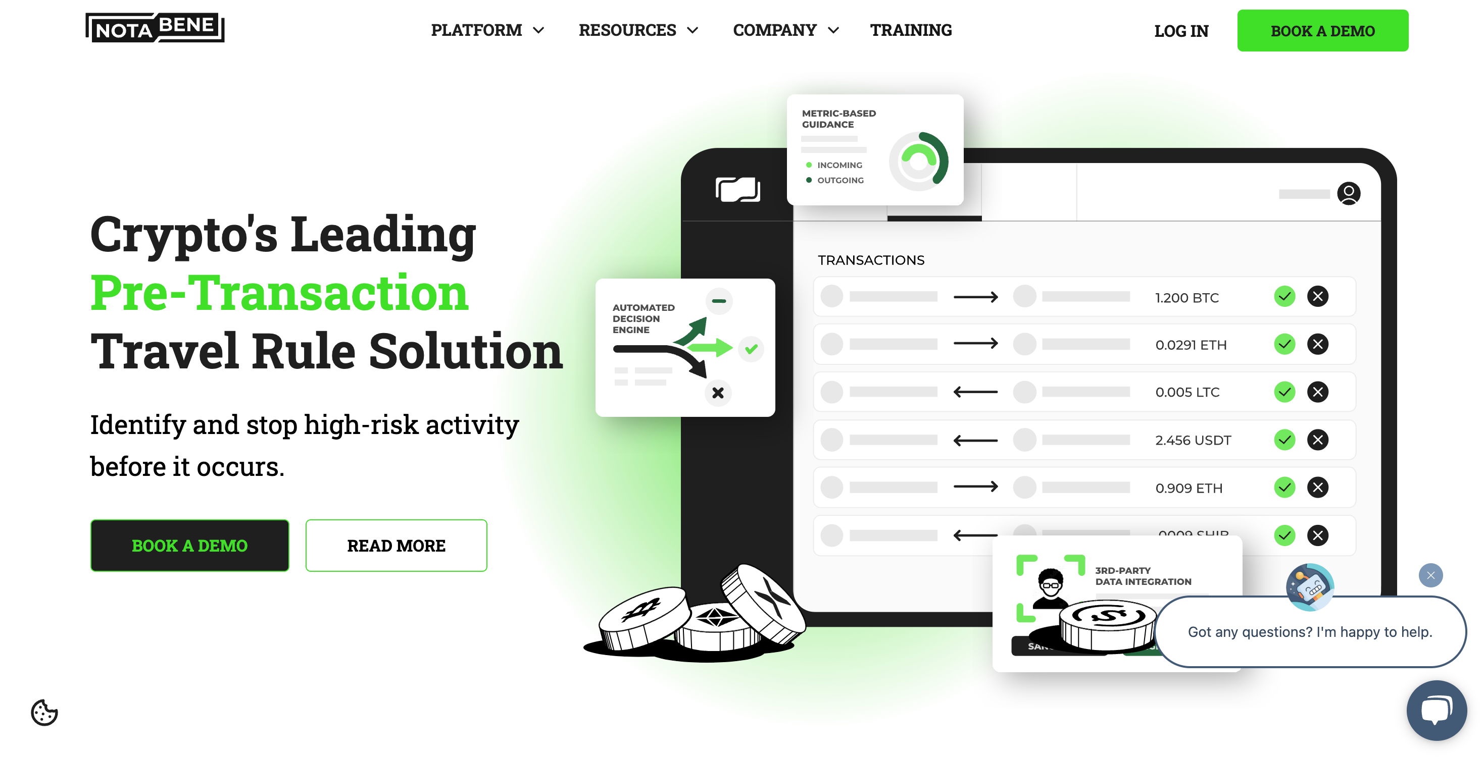 Screenshot of Notabene website