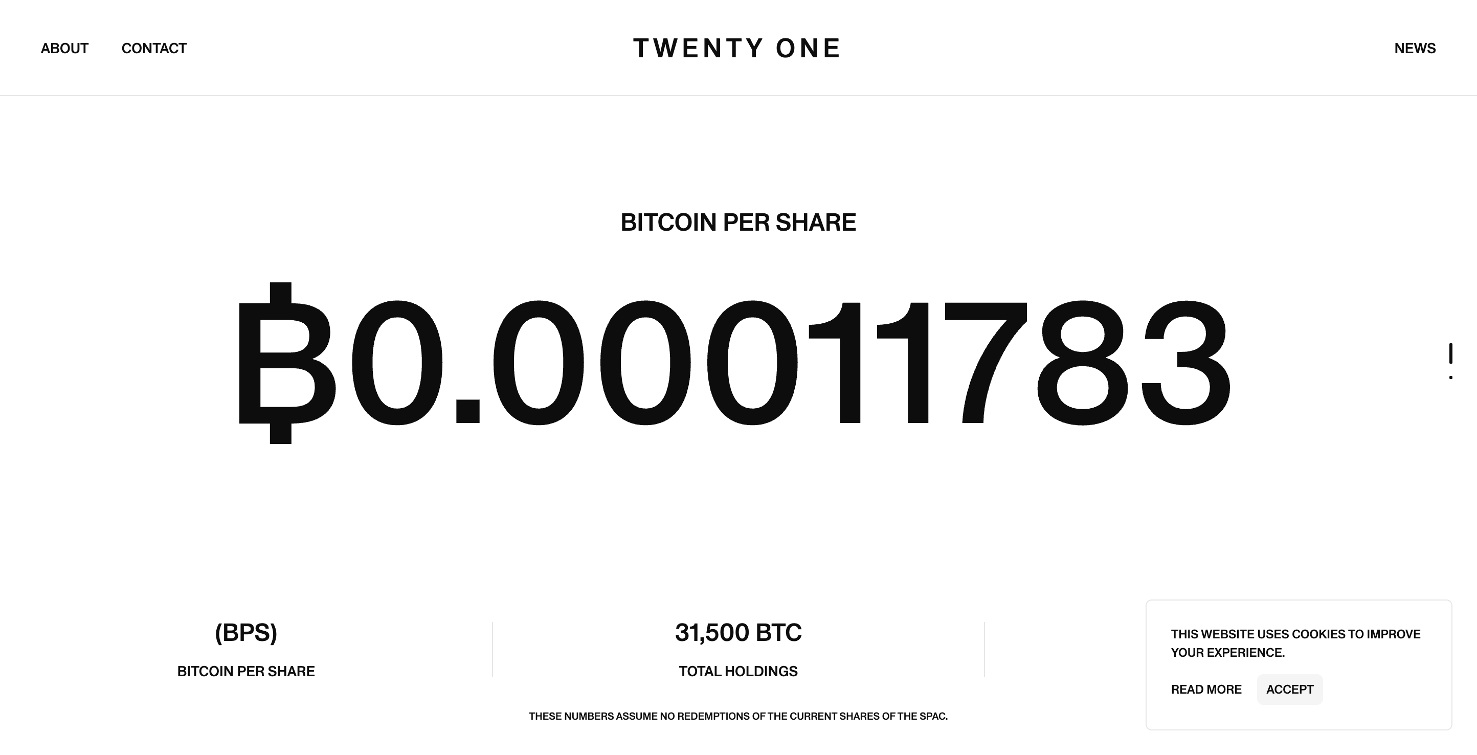 Screenshot of Twenty One website