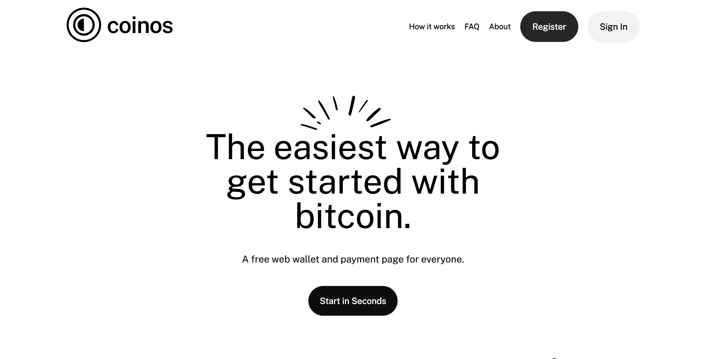 Screenshot of Coinos website