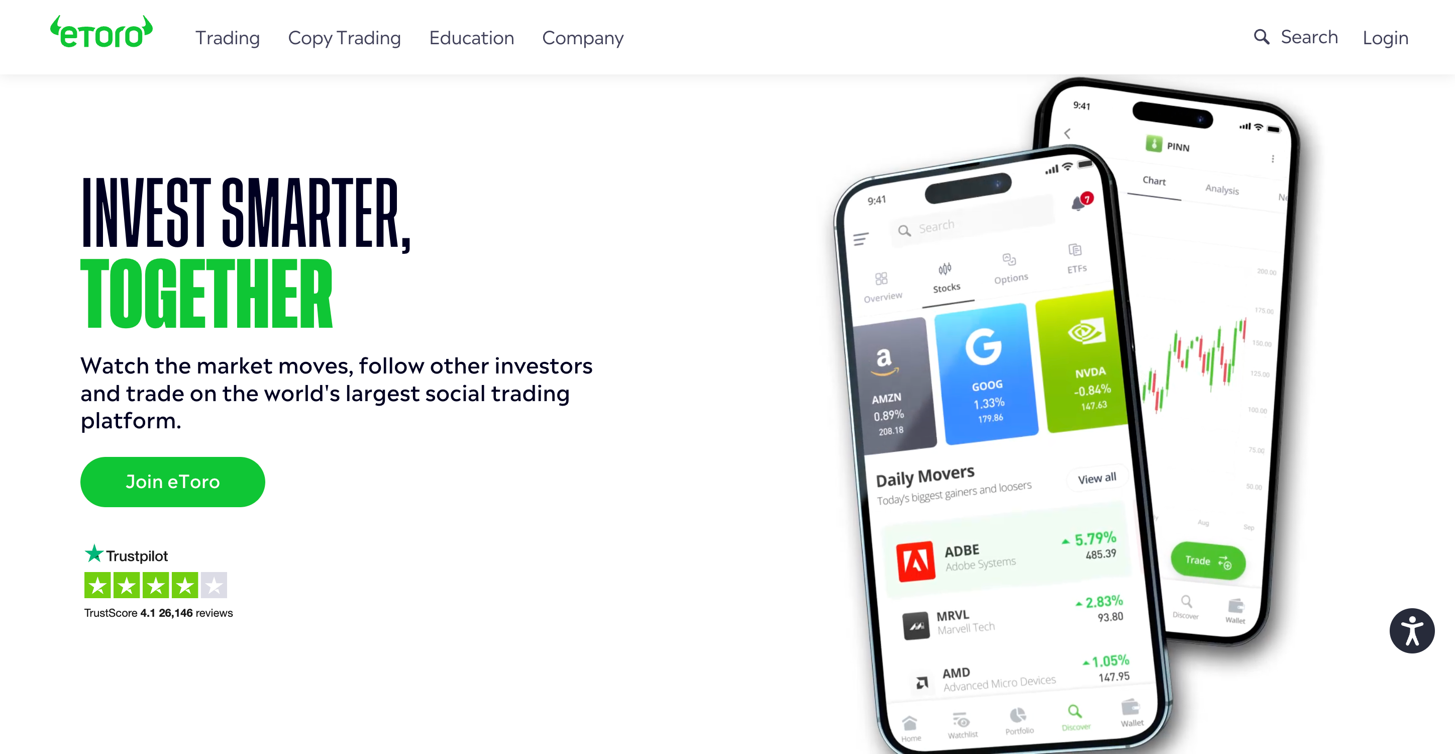Screenshot of eToro website